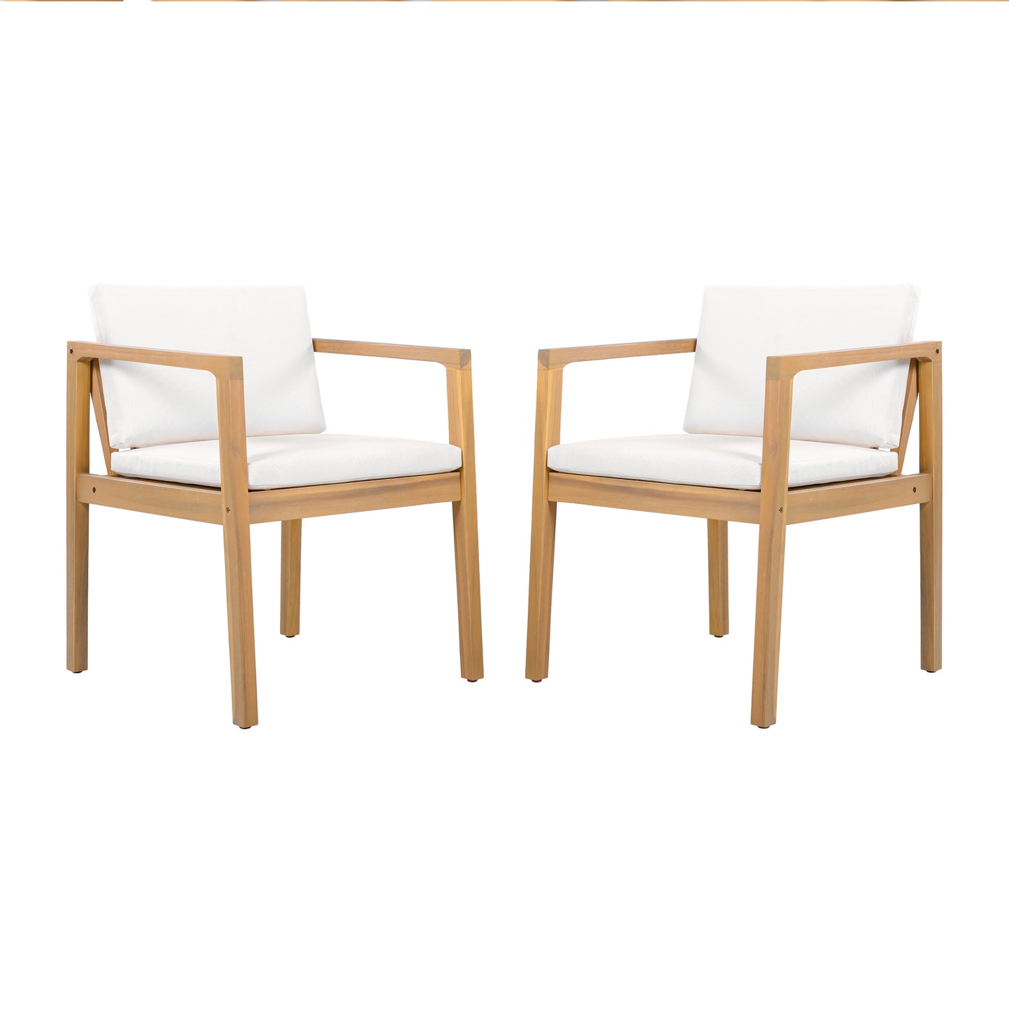 Outdoor Dining Chairs Set of 2 with Acacia Wood Frame