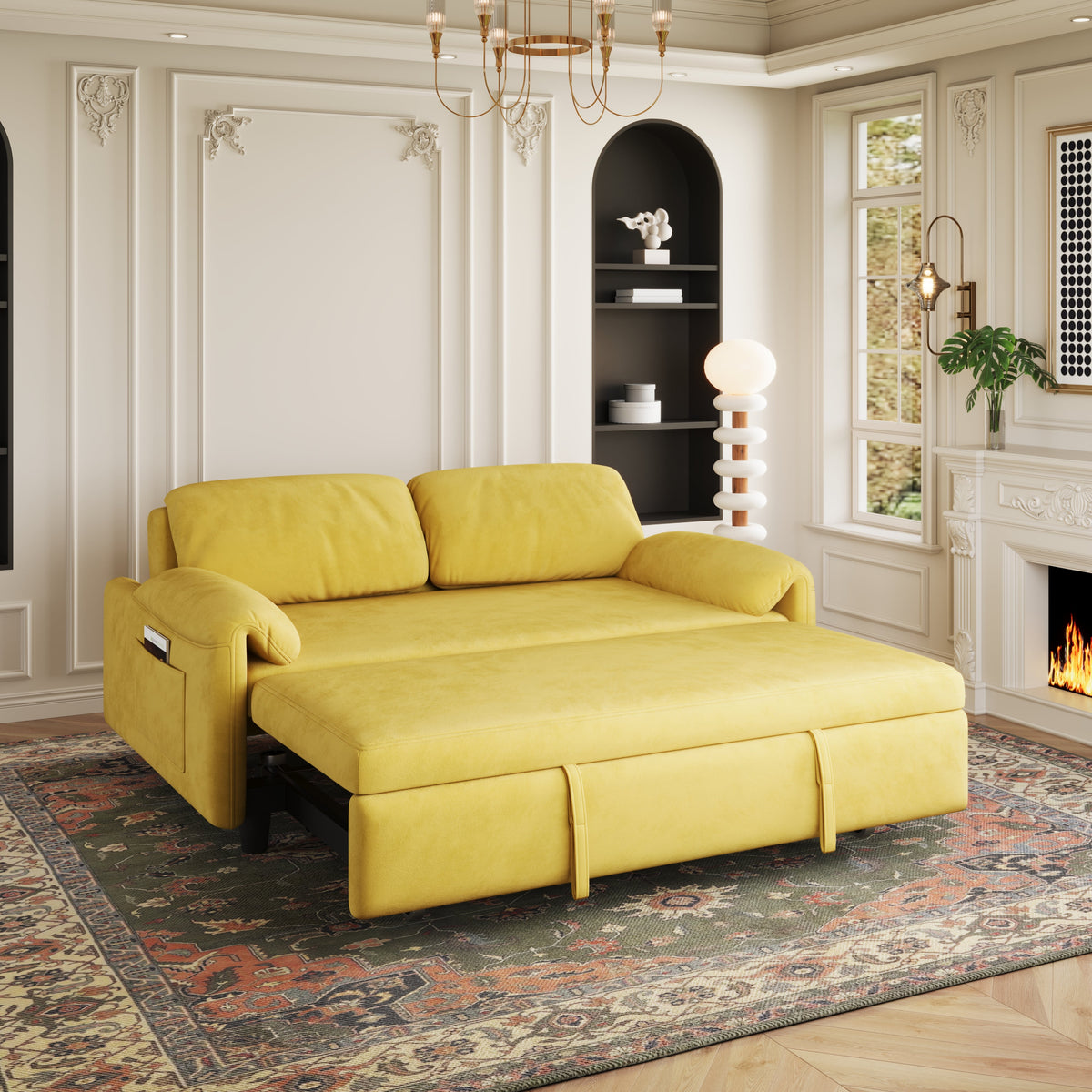 Elegant Dual-Purpose Velvet Sofa Bed