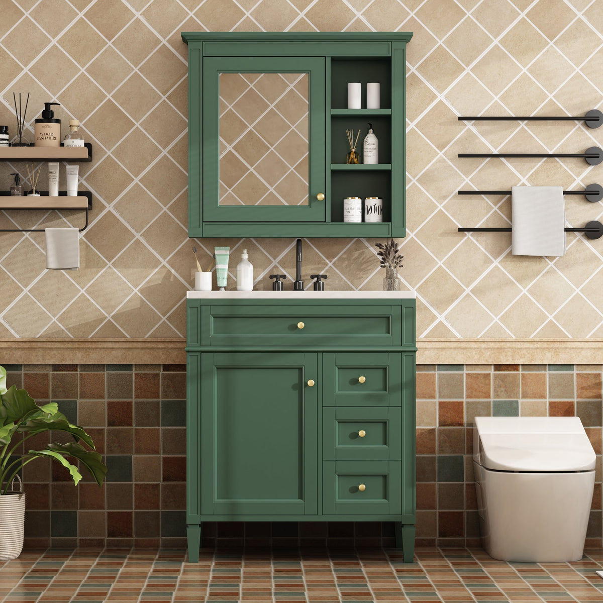 30" Bathroom Vanity with Top Sink and Storage Cabinet