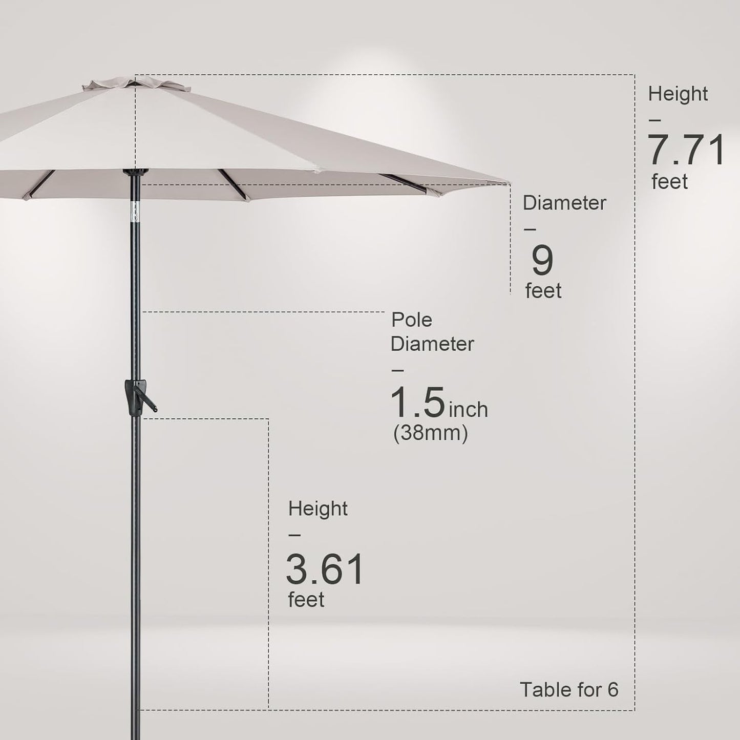 Large Patio Market Outdoor Umbrella With Push Button Tilt