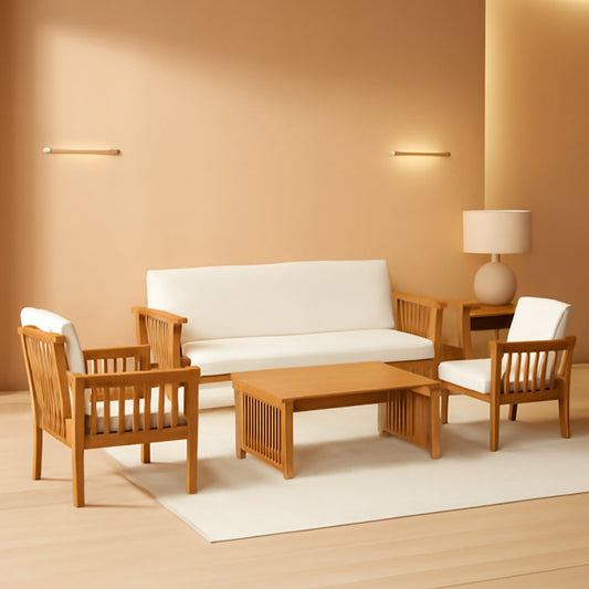 4 Piece Acacia Wood Patio Set for Outdoor Living Area