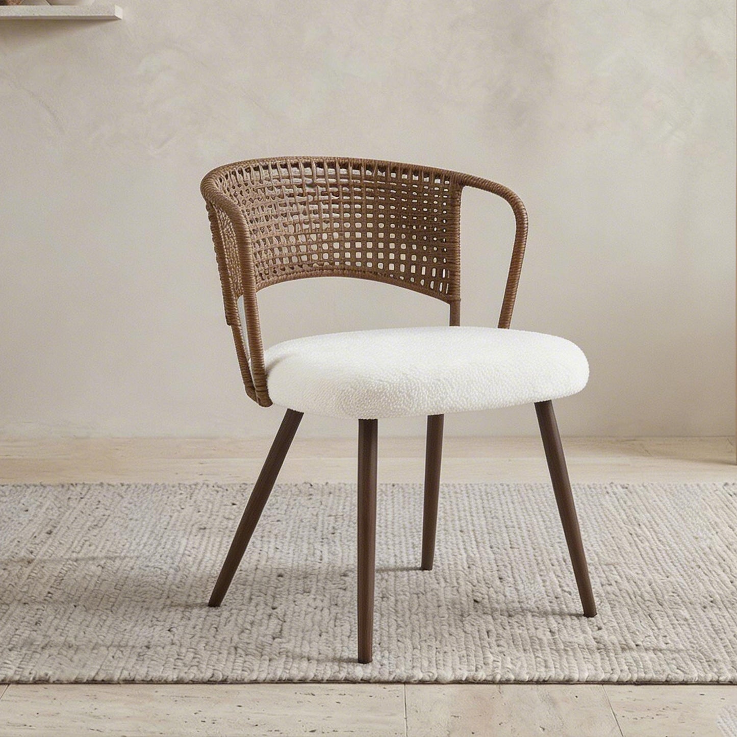 Wicker Dining Chairs - 2-Piece Set - Farmhouse Soft Cushioned