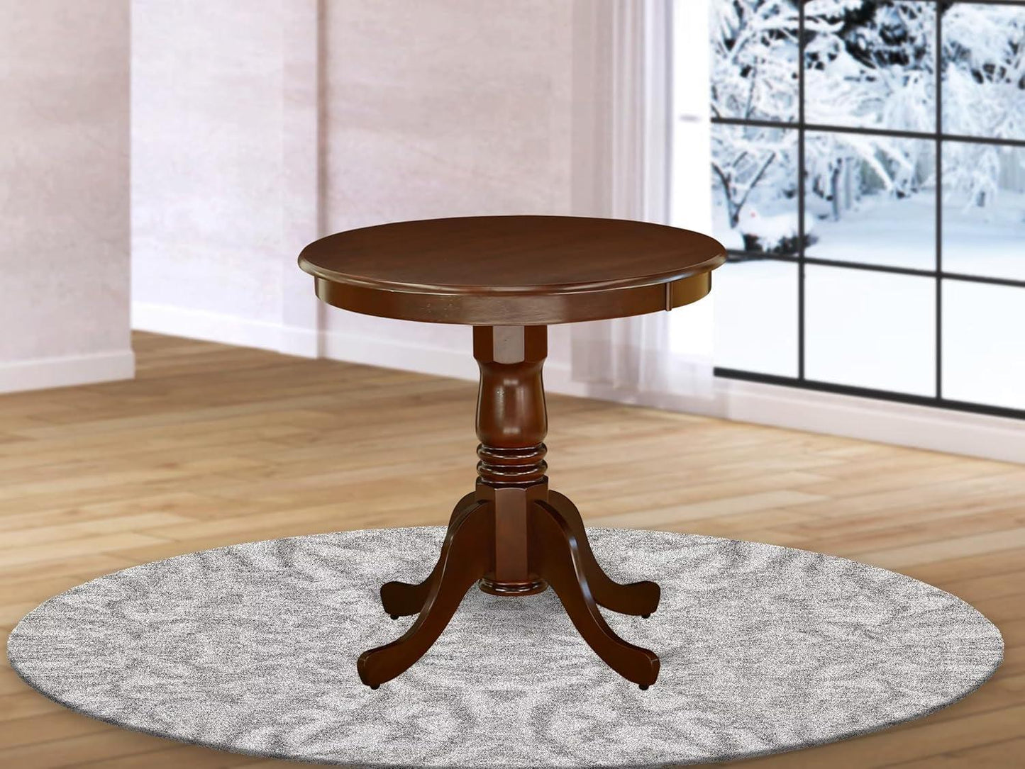 Eden Round Dining Table Mahogany Pedestal 30x30 Inches
