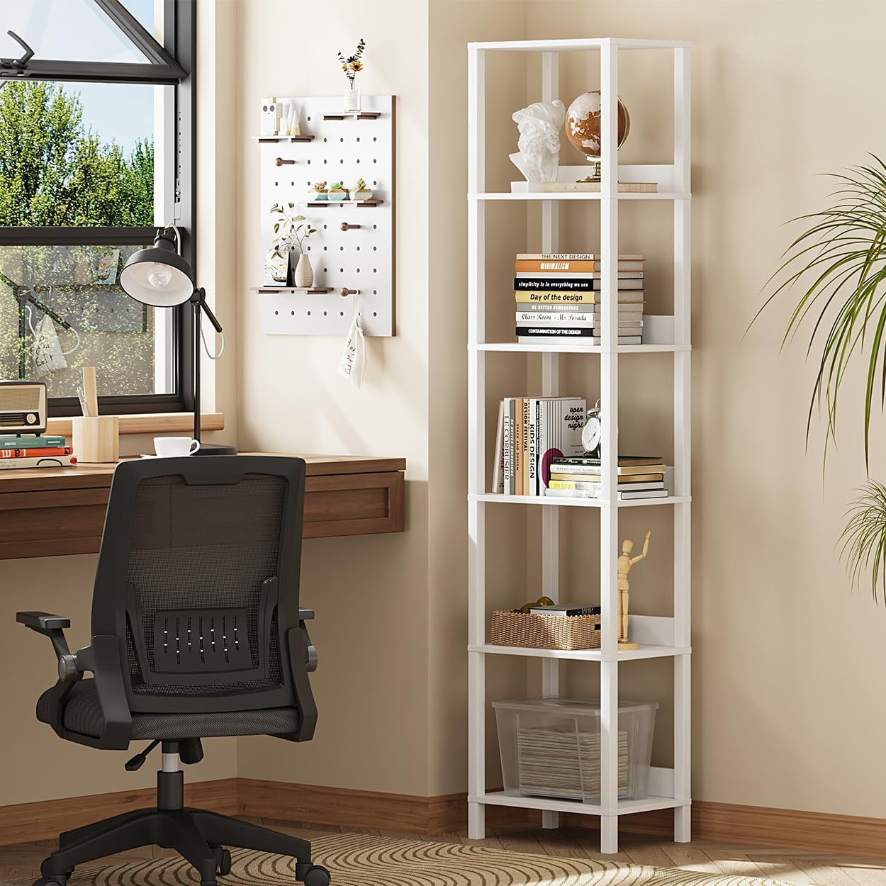 6 Tier Bookshelf With Anti Fall Baffle 64.8 Inch Tall