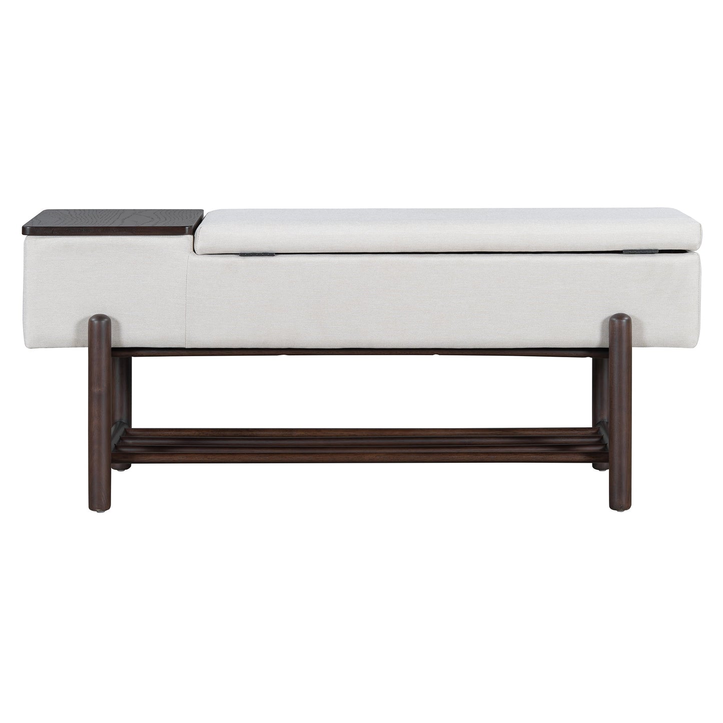 TREXM Farmhouse Upholstered Storage Bench