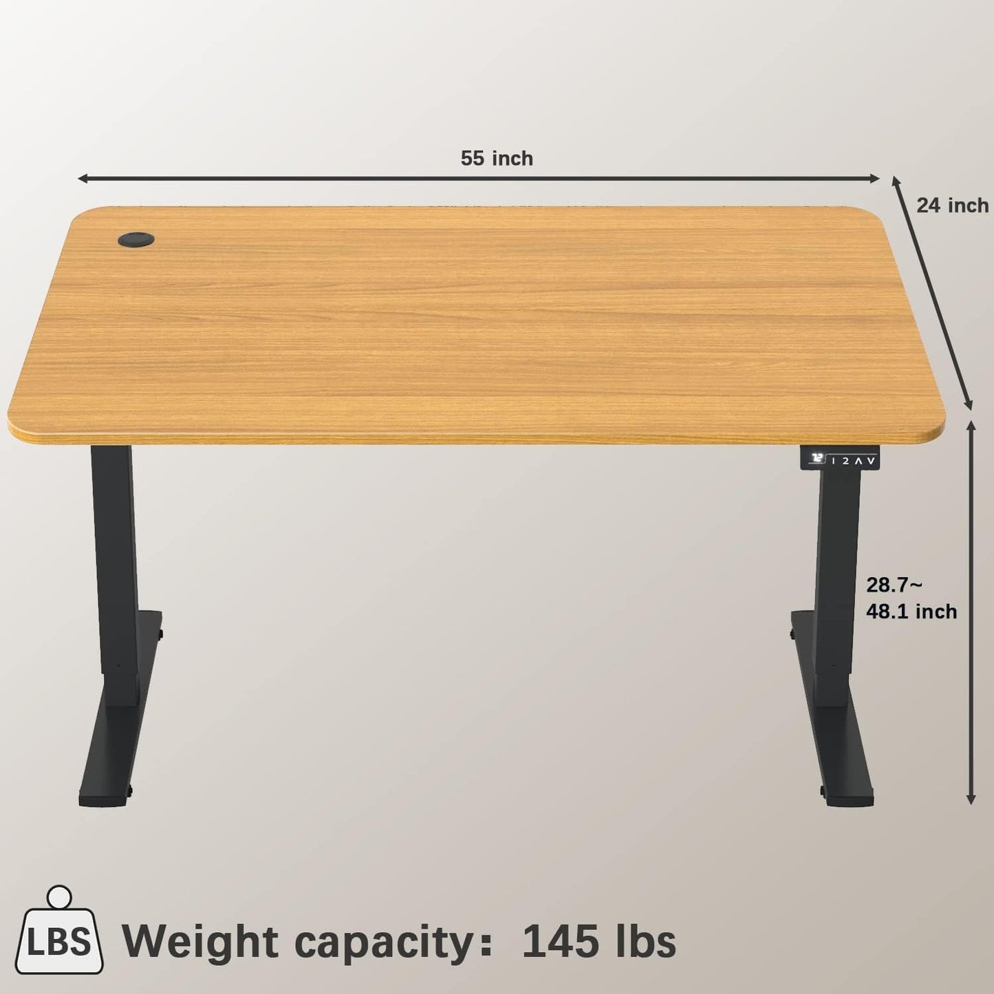 Electric Height Adjustable Standing Desk 55x24 Memory Preset