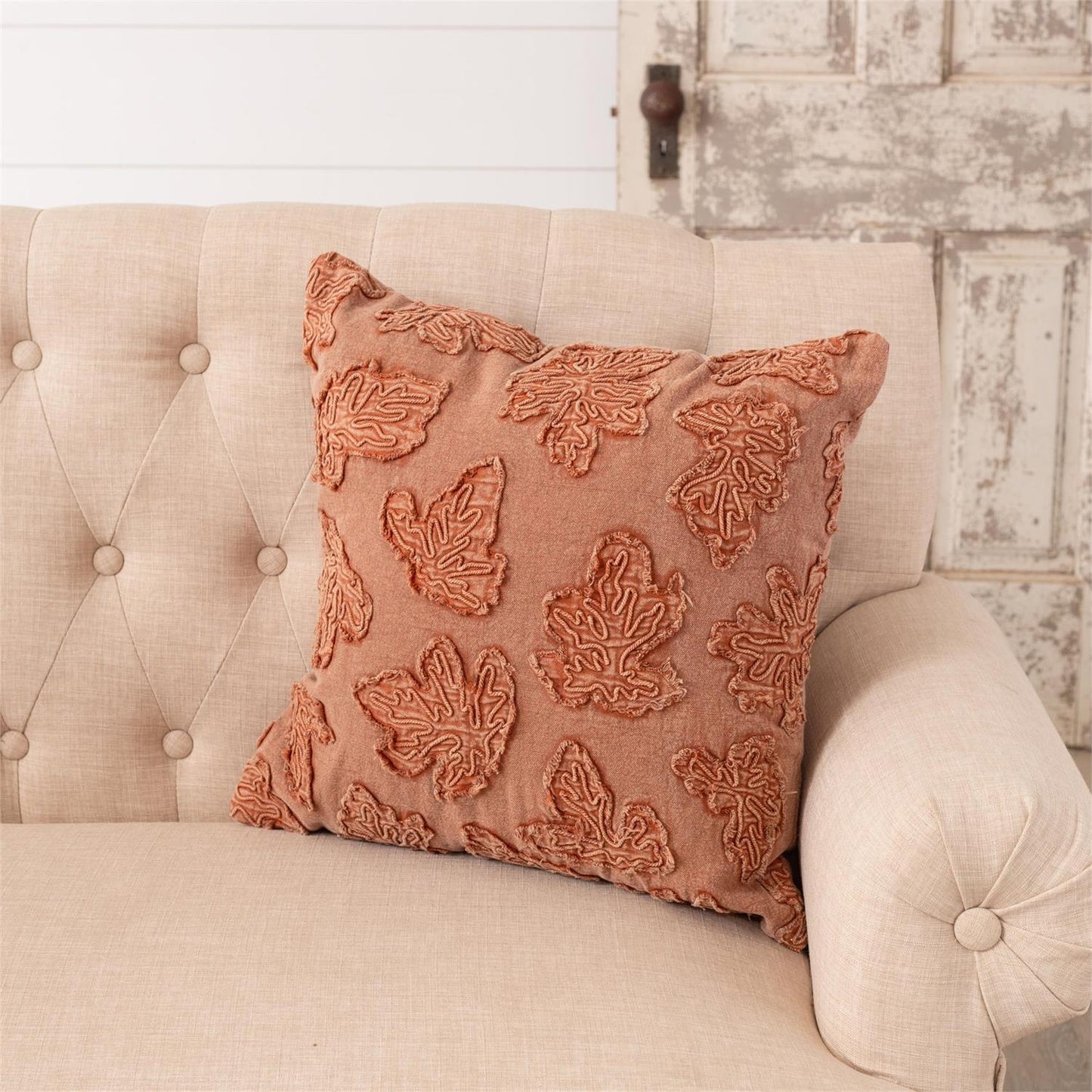Fall Leaf Orange Stonewashed Throw Pillow
