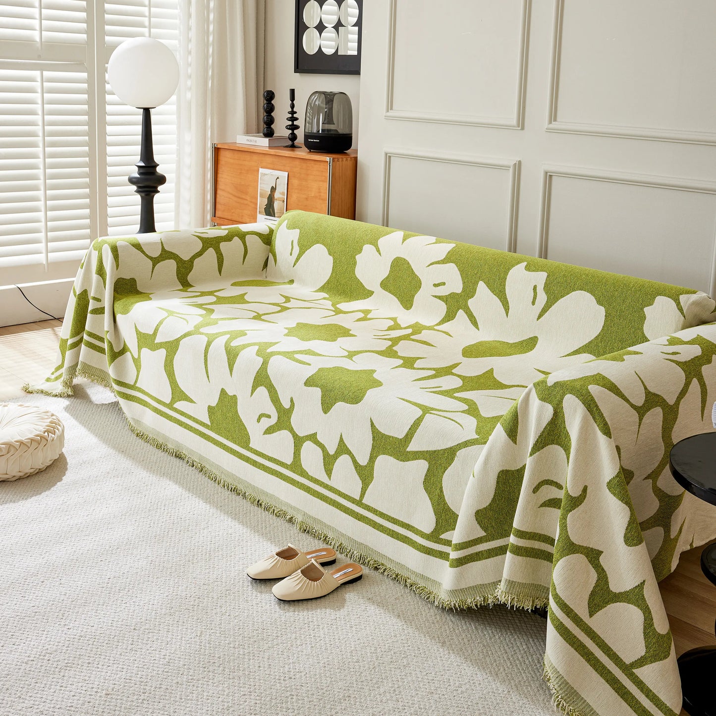 Chenille Floral Soft Thick Reversible Blanket Covers for Couch, Couch Protector Blanket Cover Sofa