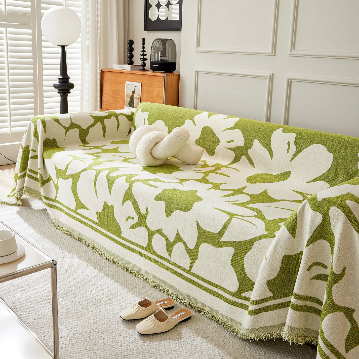 Chenille Floral Soft Thick Reversible Blanket Covers for Couch, Couch Protector Blanket Cover Sofa