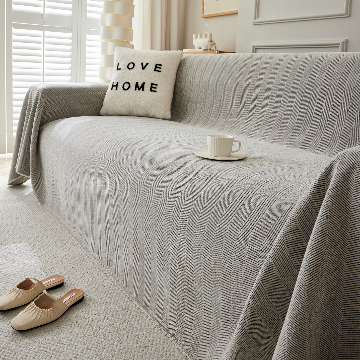 Herringbone Oversized Chenille Couch Throw Cover Sofa Slipcovers Couch Covers for Sectional Couches