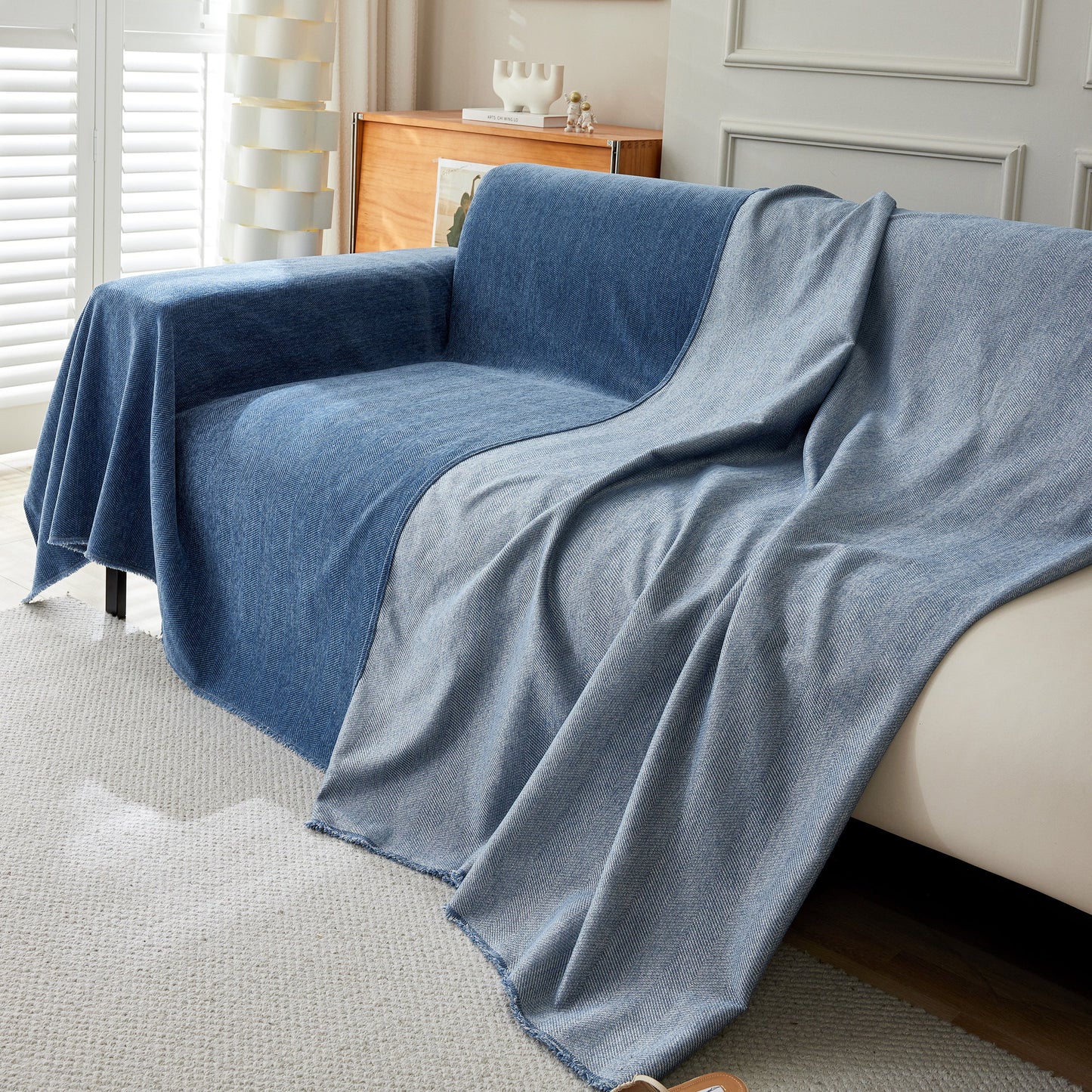 Herringbone Oversized Chenille Couch Throw Cover Sofa Slipcovers Couch Covers for Sectional Couches