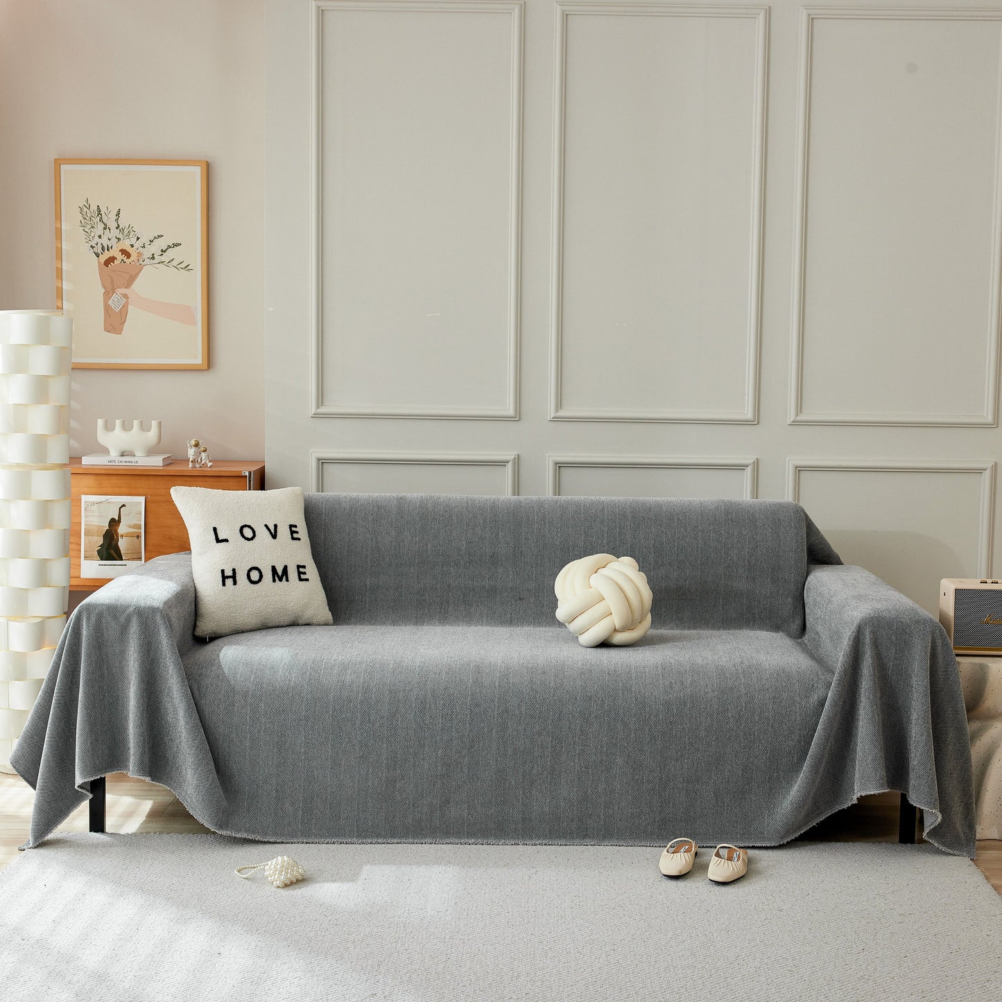 Herringbone Oversized Chenille Couch Throw Cover Sofa Slipcovers Couch Covers for Sectional Couches