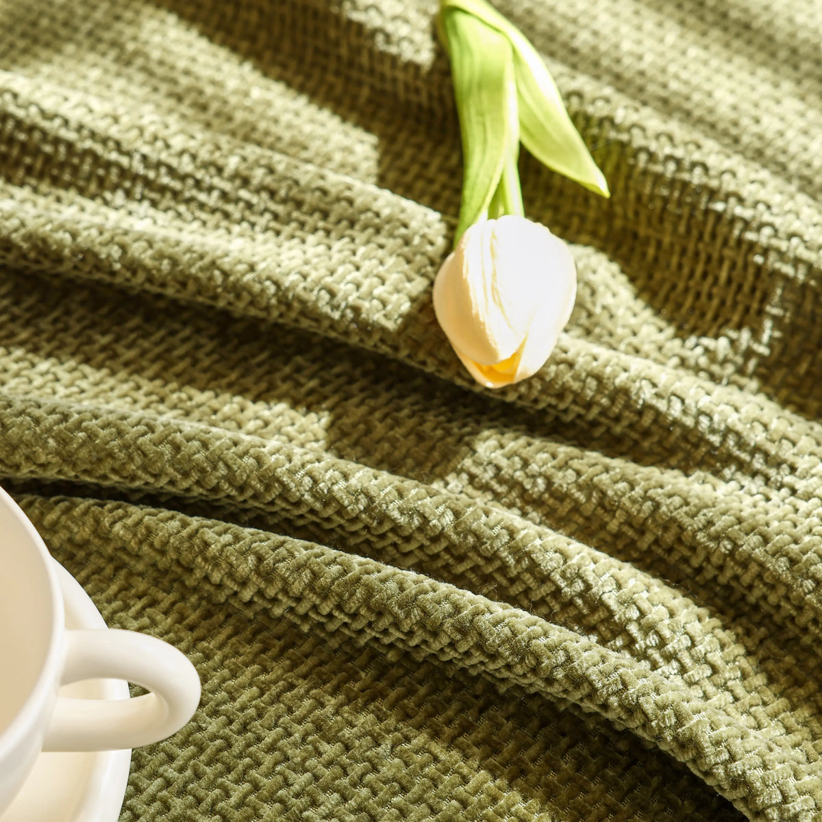 Chenille Thickened Solid Couch Blanket Throws, Reversible Couch Covers for Sectional Couches