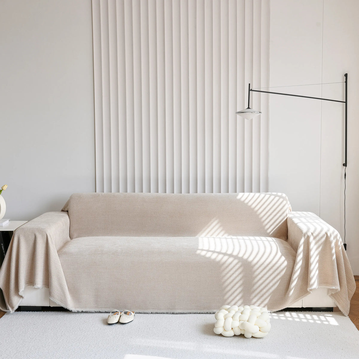 Chenille Thickened Solid Couch Blanket Throws, Reversible Couch Covers for Sectional Couches