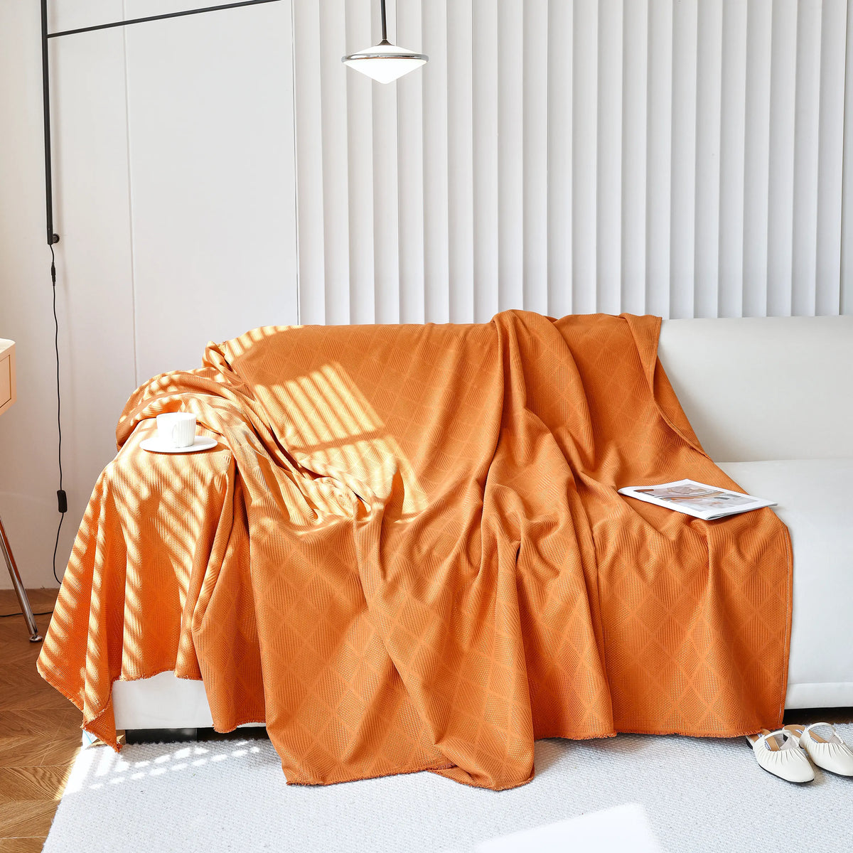 Textured Chenille Sofa Cover Throw, Soft Washable Couch Blanket Protector for Pets