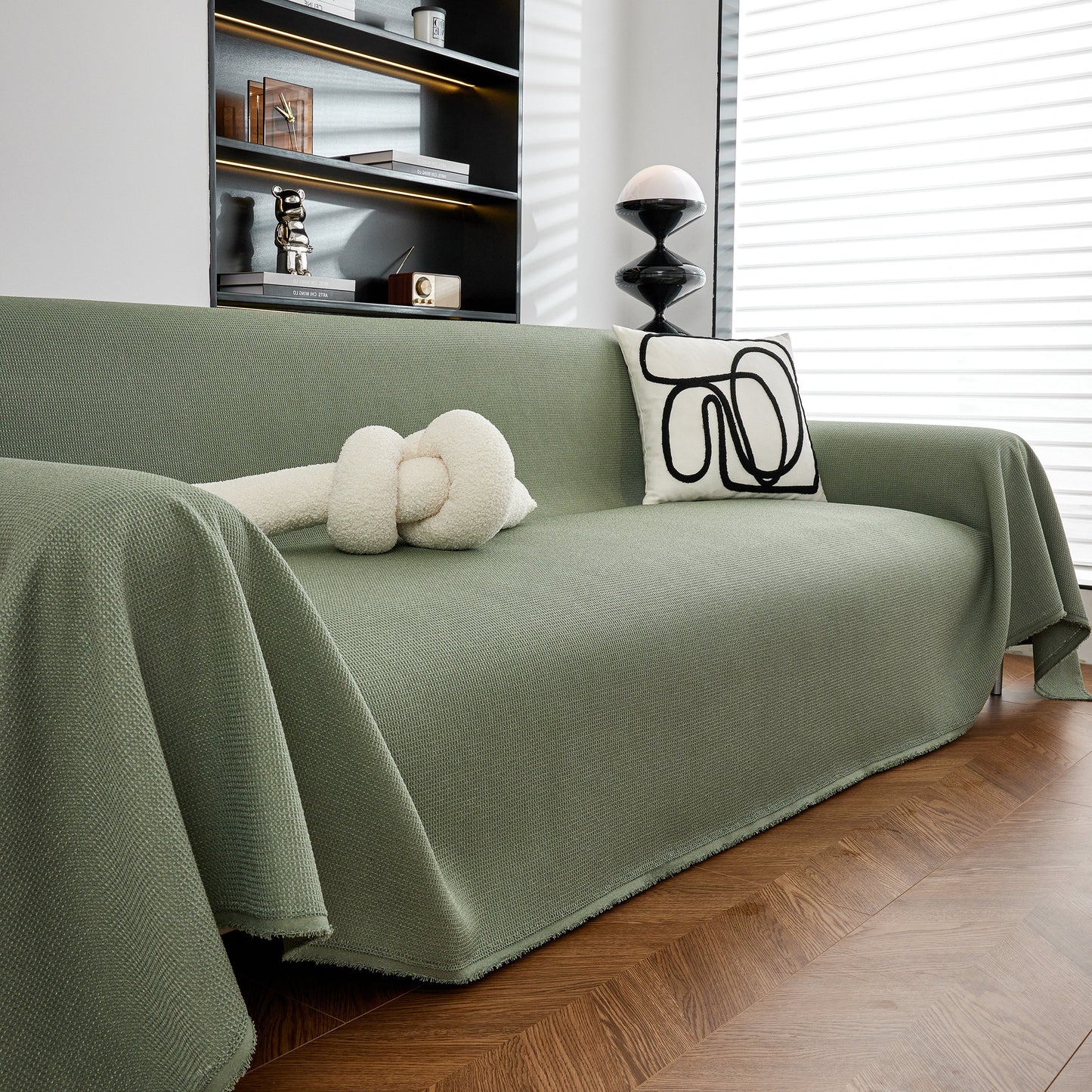 Waterproof Waffle Lattice Sofa Throw, Sofa Towel Cover for Couches, Simple Sofa Cover Blanket