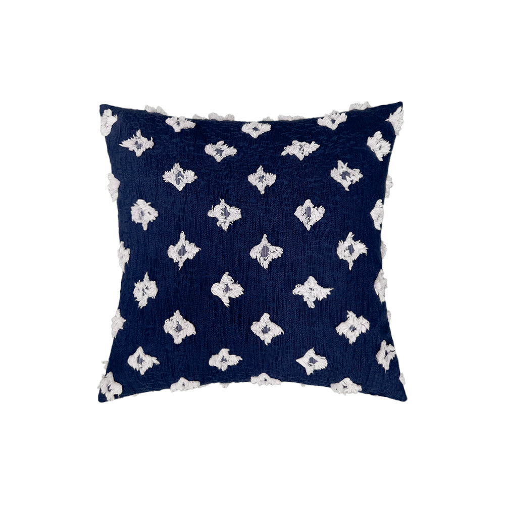 18''x18'' tufted floral 100% cotton throw pillow | 7 colors   textured daisy stitch design | boho chic couch & bedroom accent | insert included