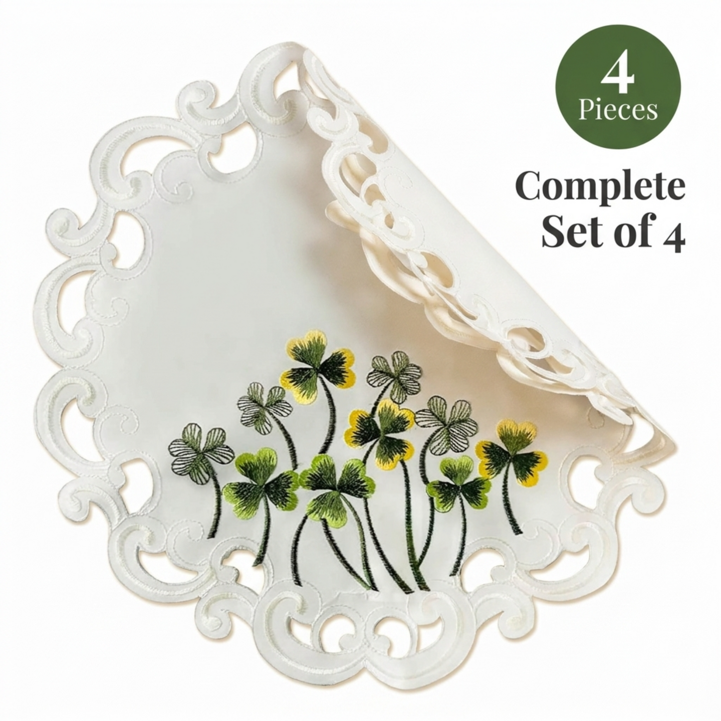 Ivory Lace Doilies – Round Linen Doilies for Rustic Table Decor, 15 Inch