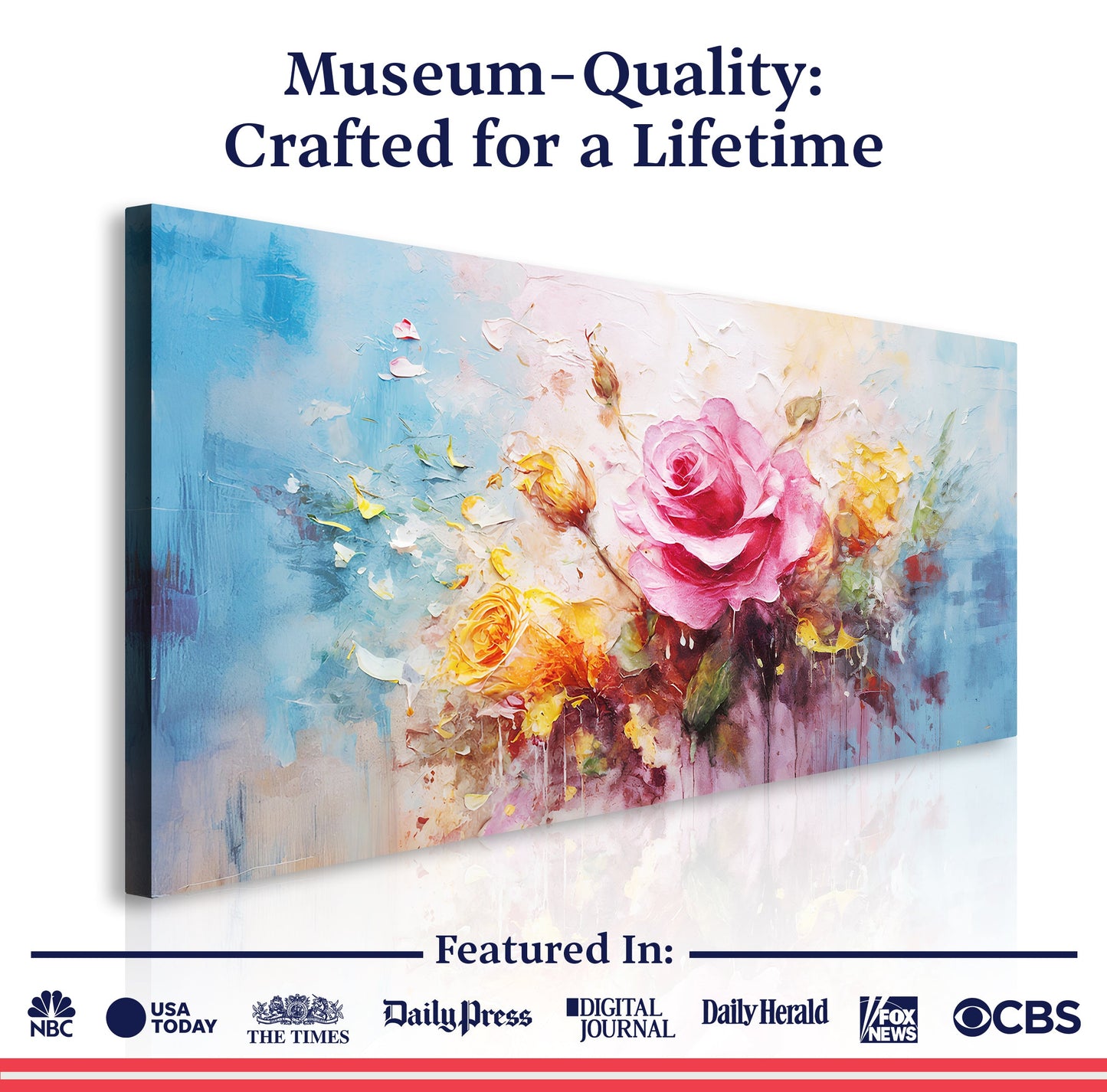 Rose Flower Impasto Wall Art