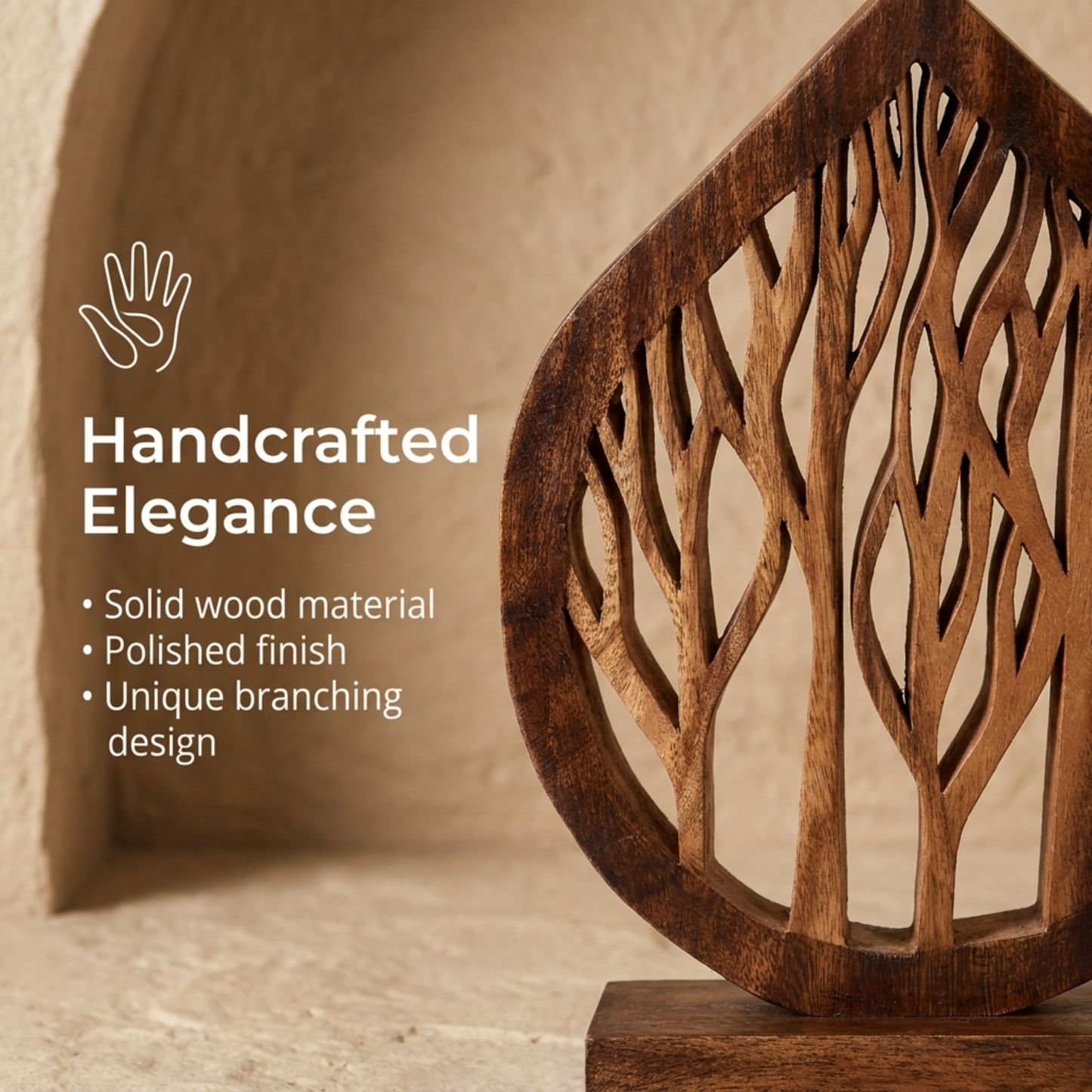 Wooden Tree Sculpture – Handmade Solid Wood Art Decorative Home Accent Gift