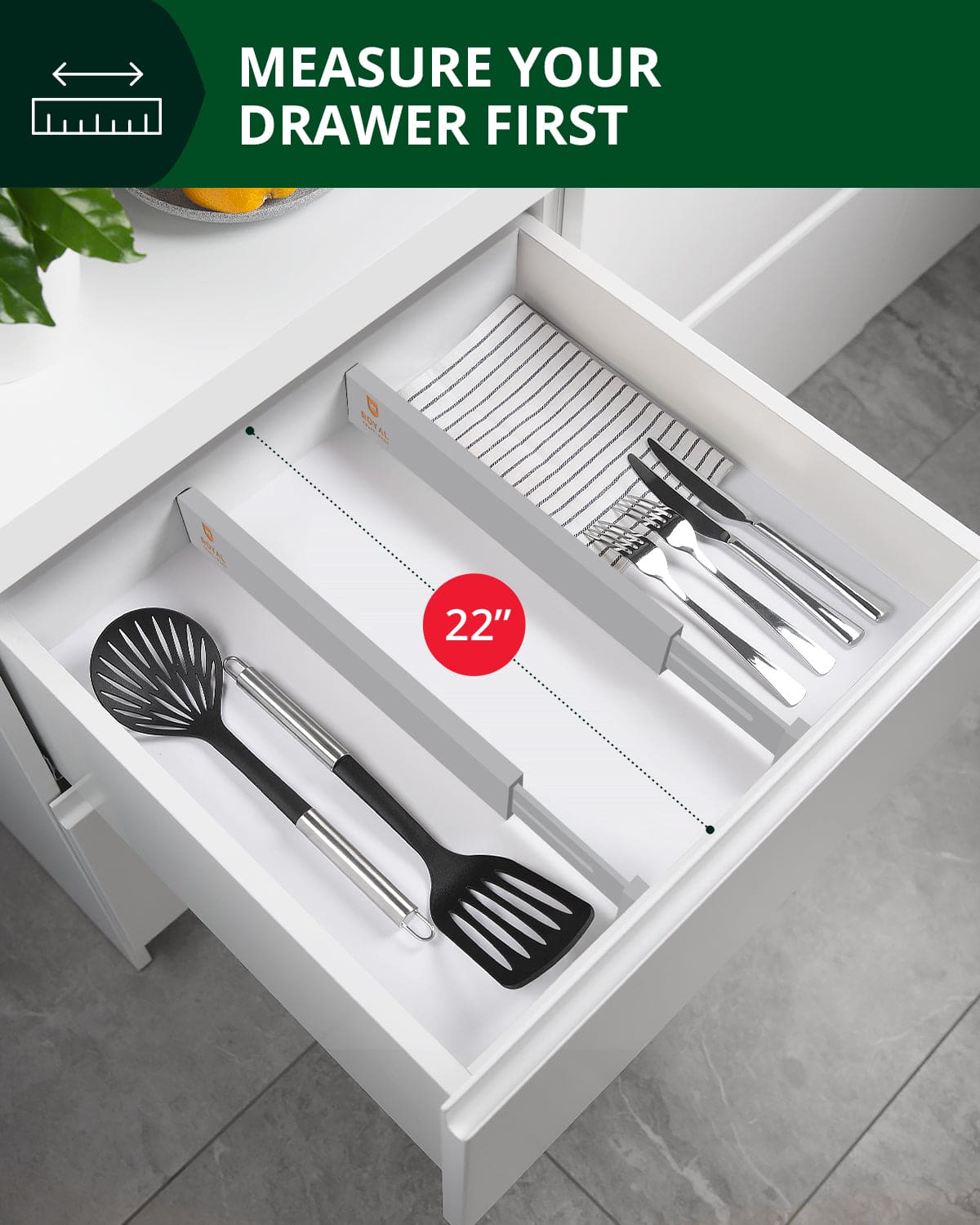 Drawer Dividers 22”, Gray