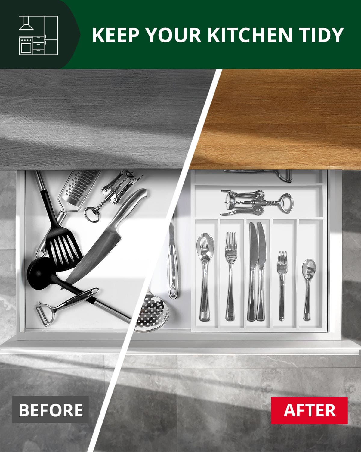 Basic Silverware Drawer Organizer, White