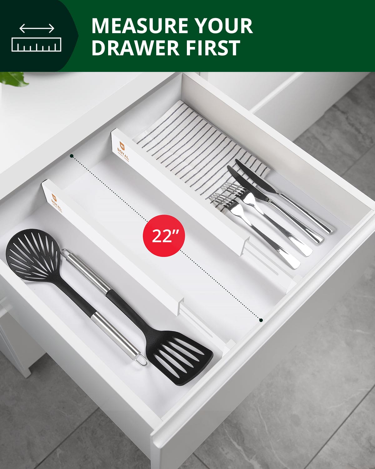 Drawer Dividers 22”, White