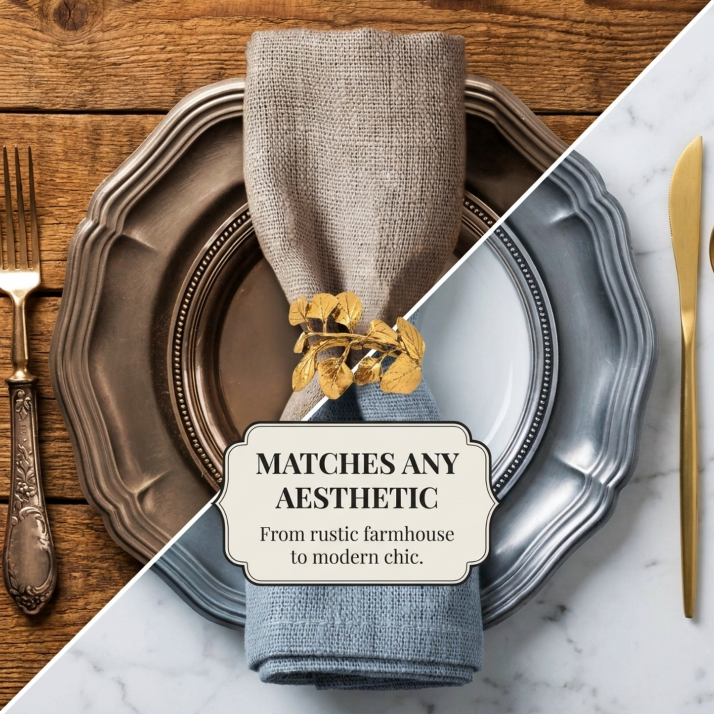 Gold Leaf Napkin Rings – Elegant Leaf Design Napkin Buckles for Table Decor