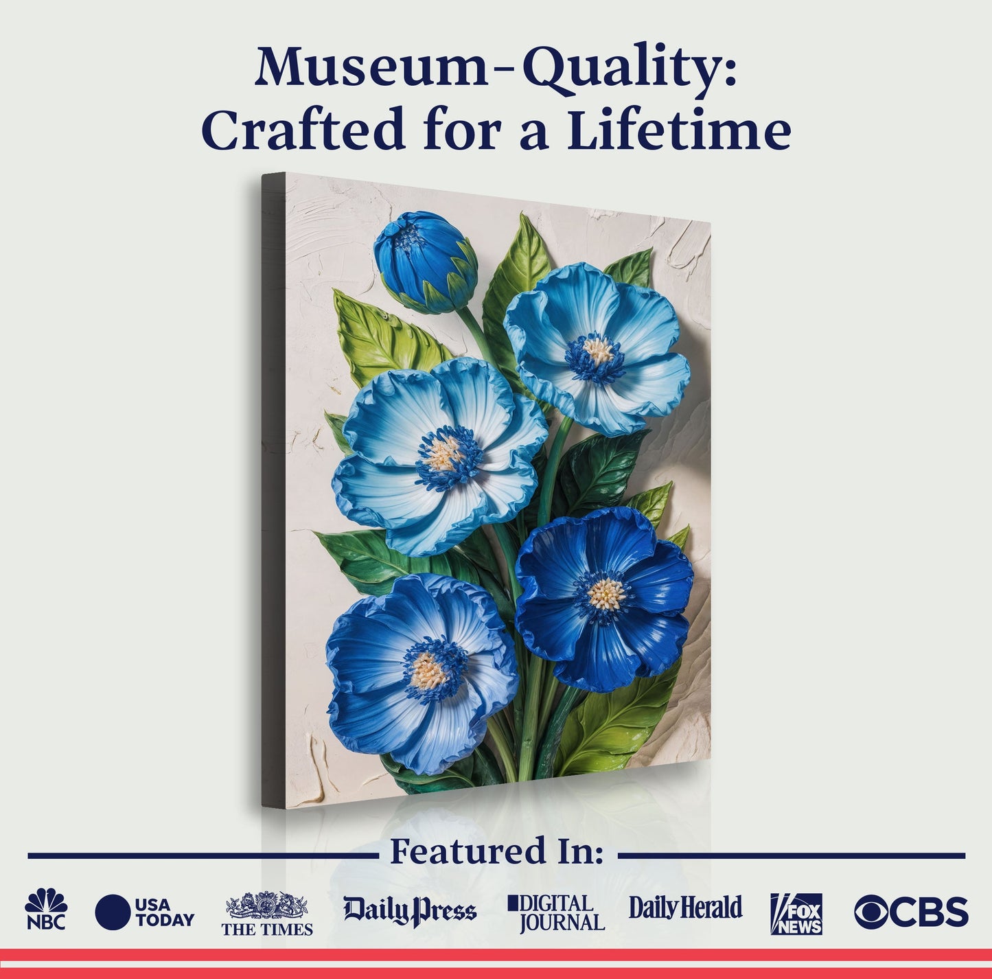 Blue Blossom Bouquet Impasto Wall Art