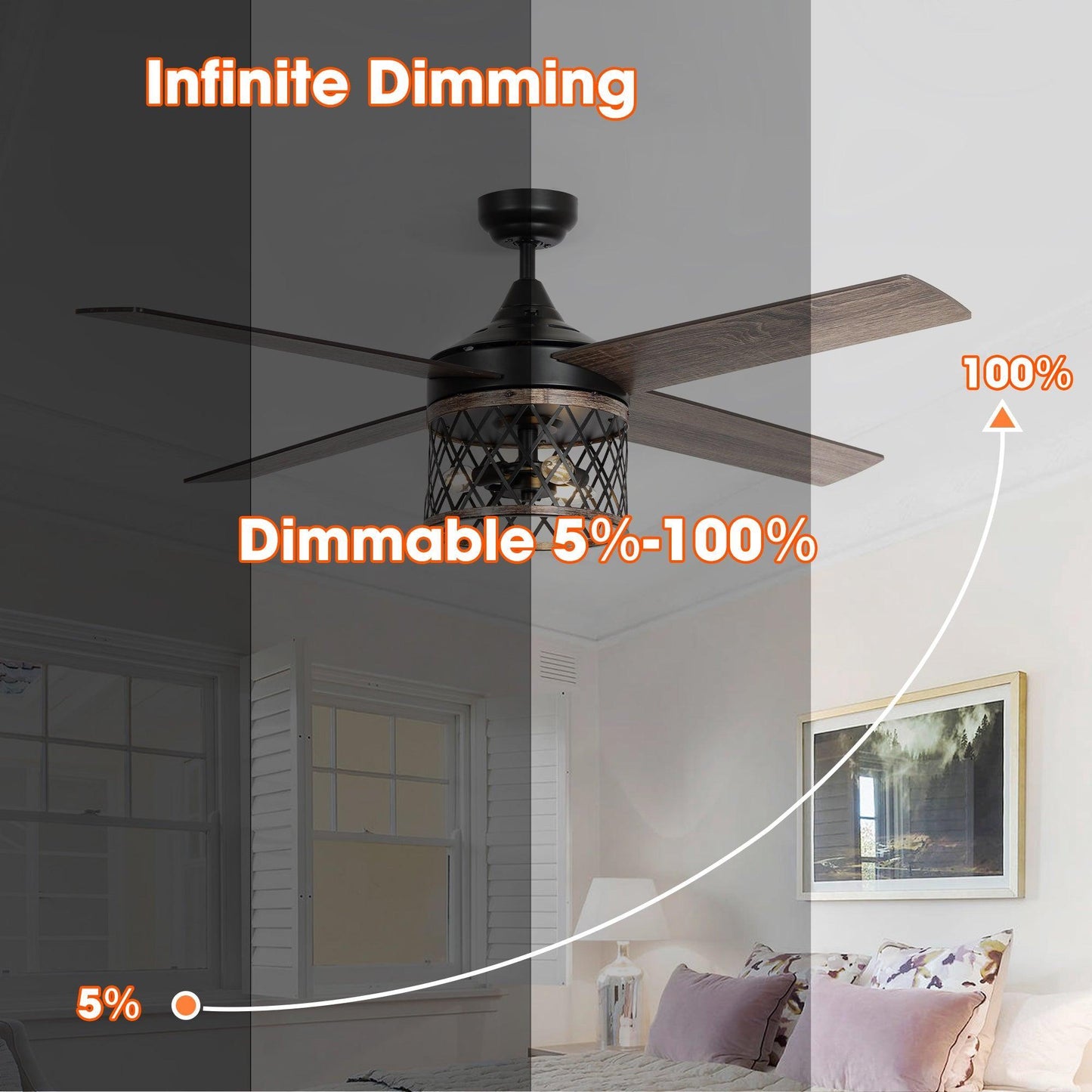 52" Mirelle Indoor Black Downrod Mounting Ceiling Fan With Light Kit And Remote