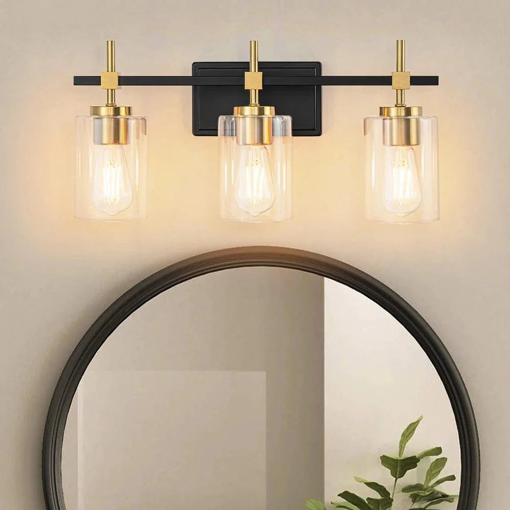 Jasper Modern Clear Glass 3-Light Bathroom Vanity Light