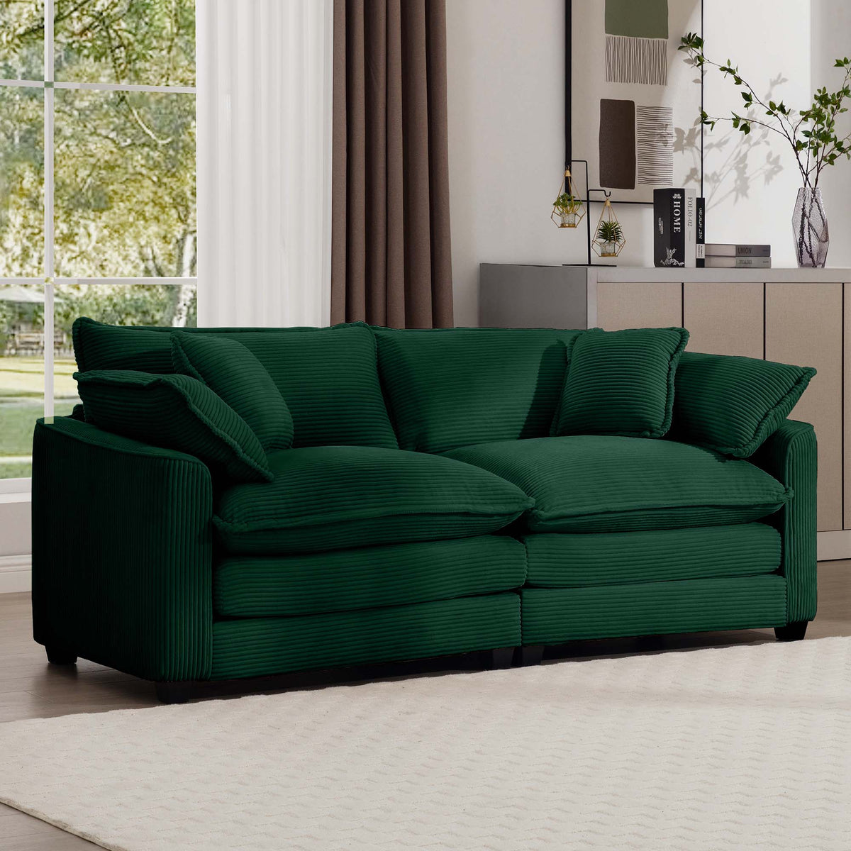 Modern Fabric Living Room Sofa with 4 Pillows