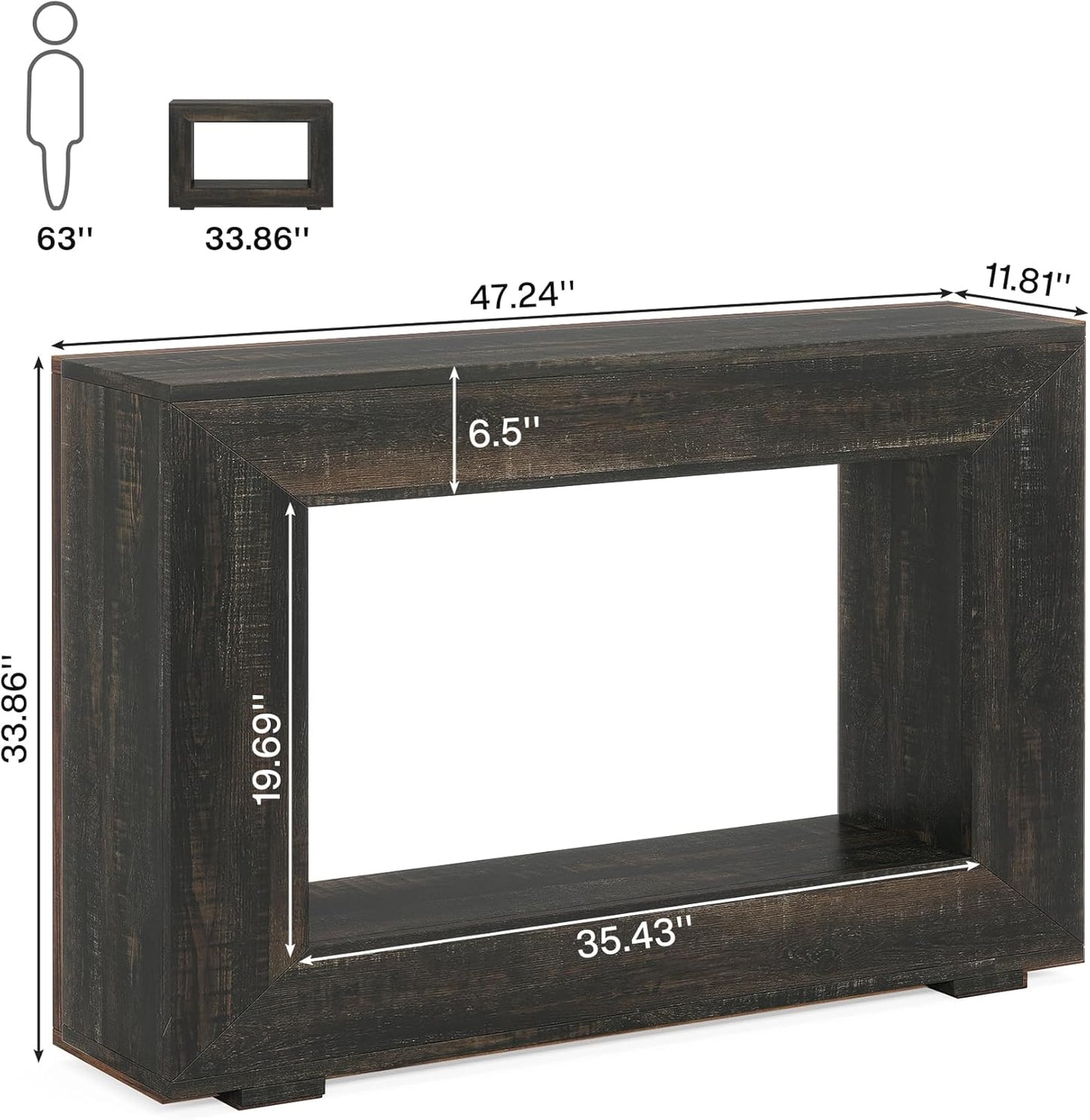 47" Farmhouse Console Table with Storage