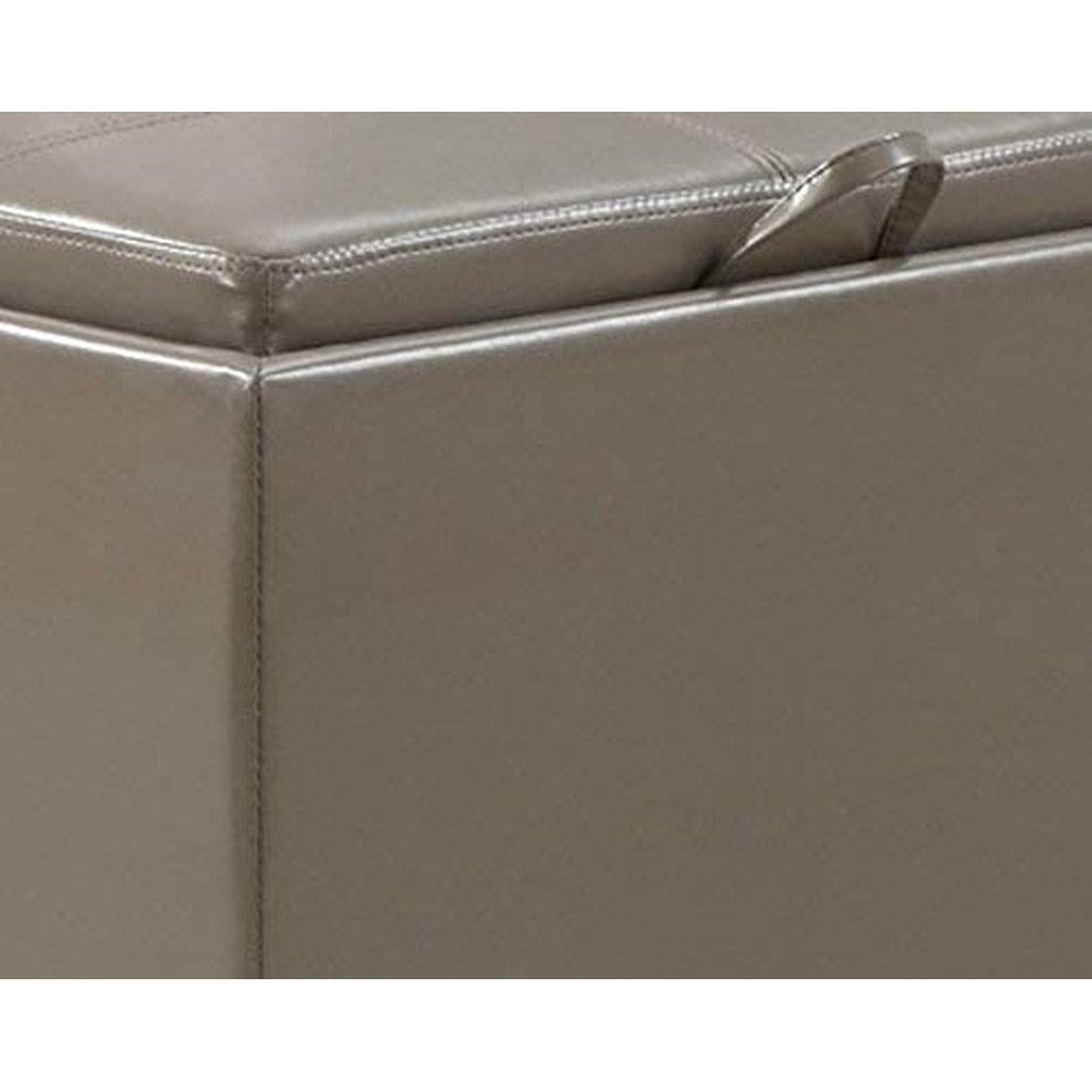 Gray Storage Ottoman With Reversible Tray Top Modern Design