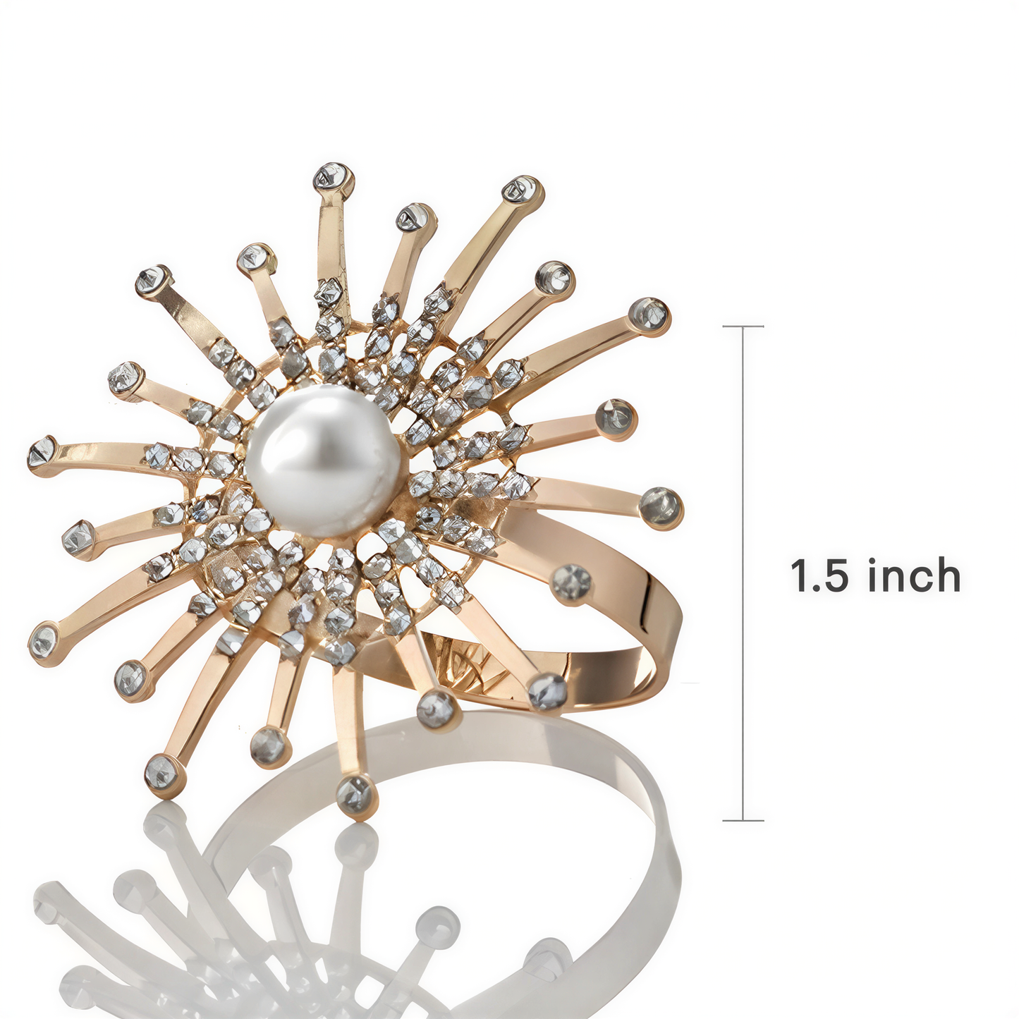 Gold Floral Napkin Rings – Elegant Pearl Table Setting Rings for Dining Decor