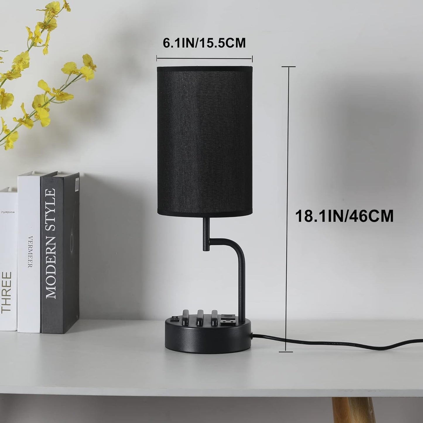 Table Lamp With 3 USB Ports And AC Outlet For Office