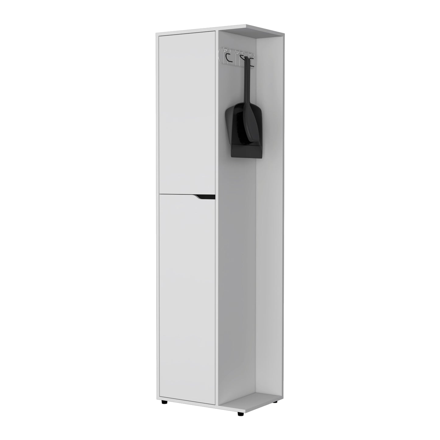 Harper Broom Cabinet With 2 Doors, 3 Shelves, And A Holder