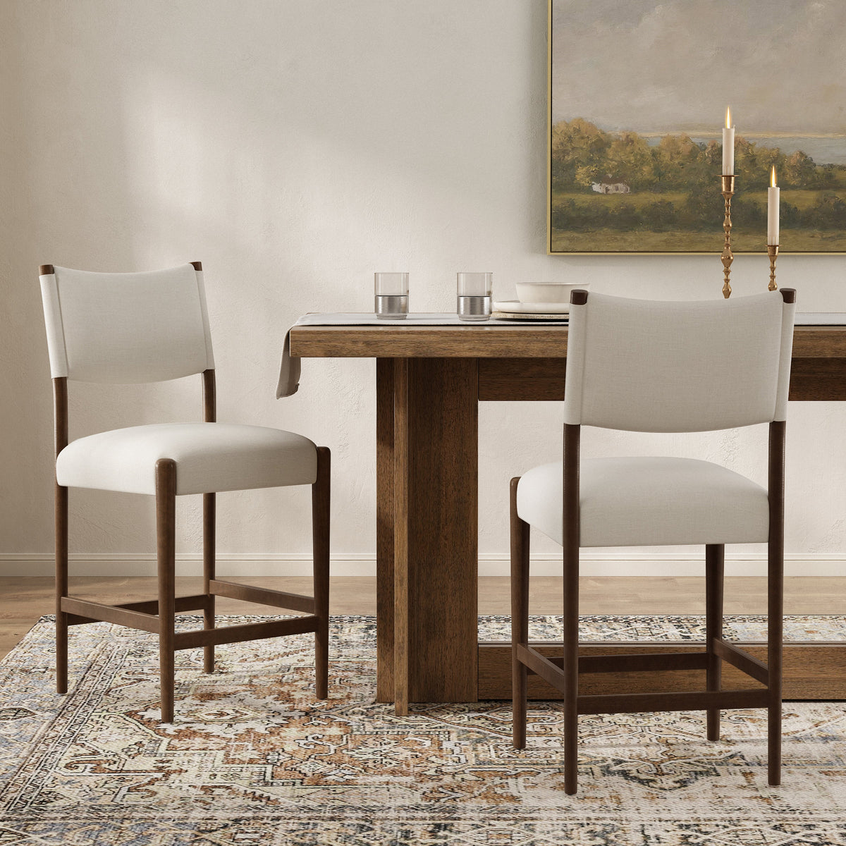 26.4" Solid Wood Counter Height Barstools Set of 2
