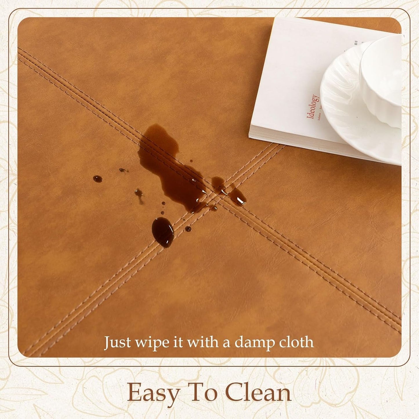 Round Leatherette Upholstered Coffee Table Midnight Brown