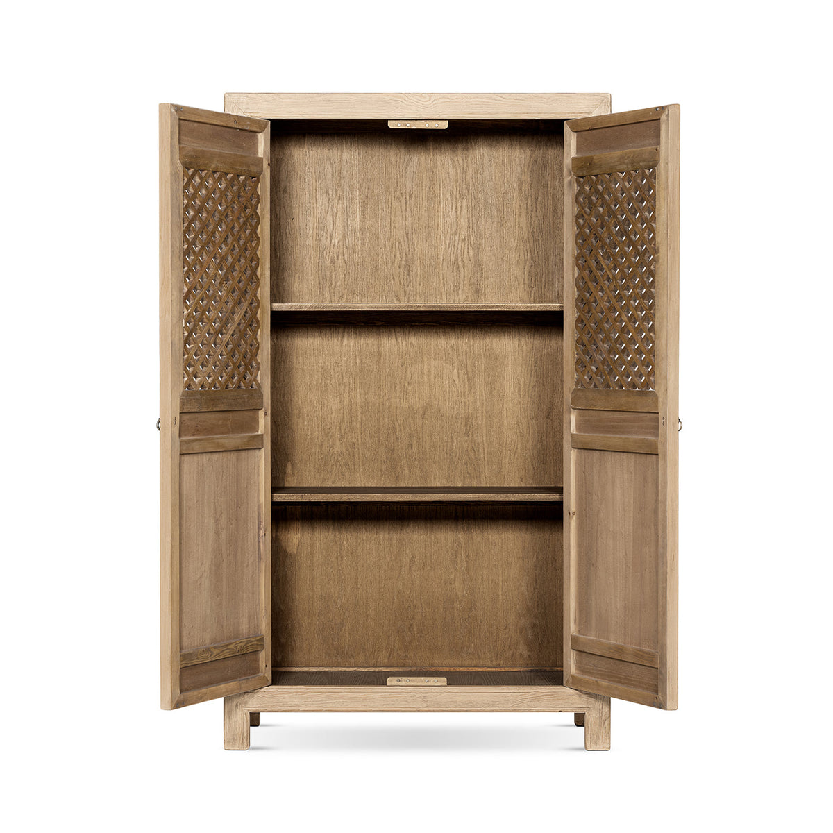 Arden 83" Tall Solid Reclaimed Pine Lattice 2-Door Bookcase