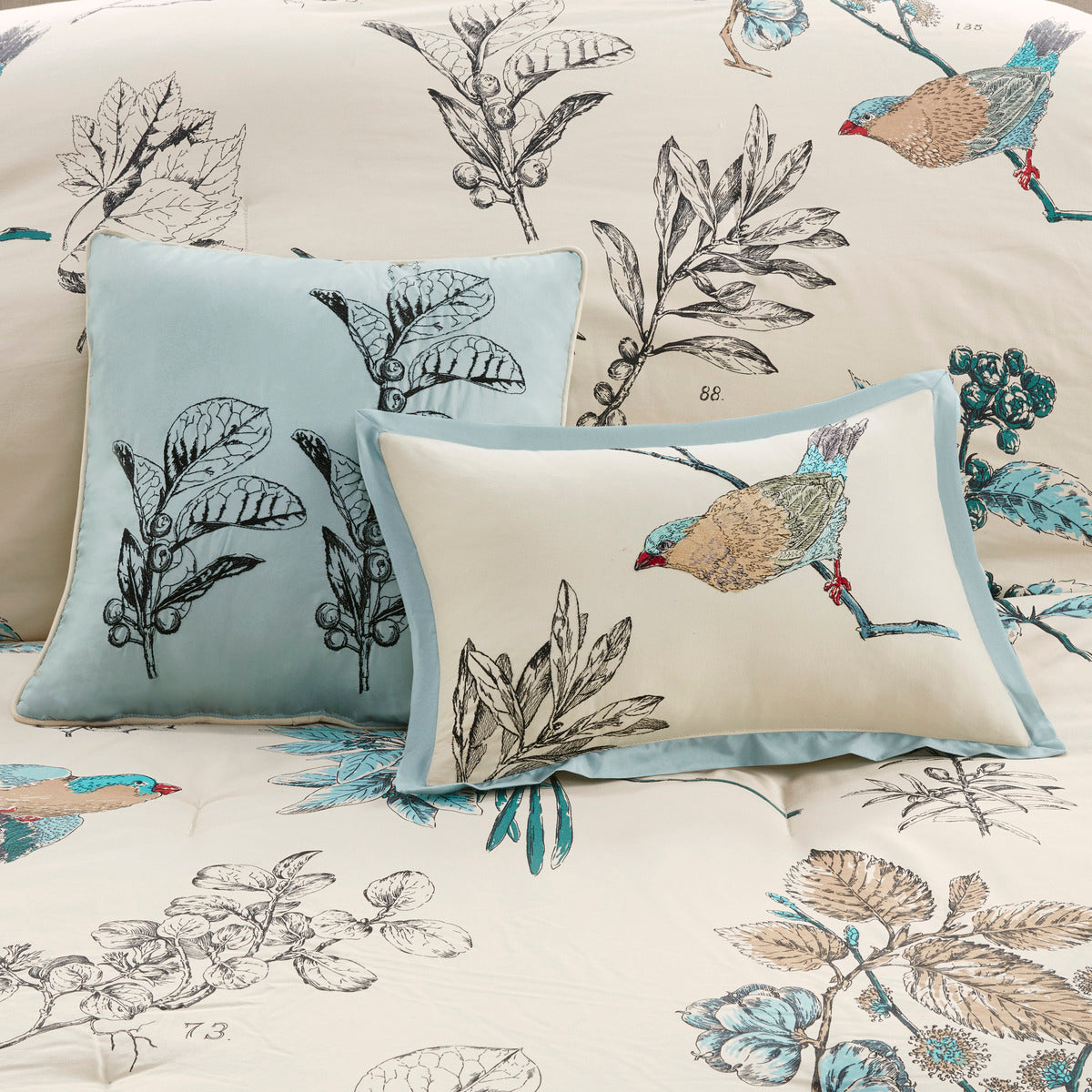 7 Piece Printed Cotton Twill Comforter Set - Khaki Cal King
