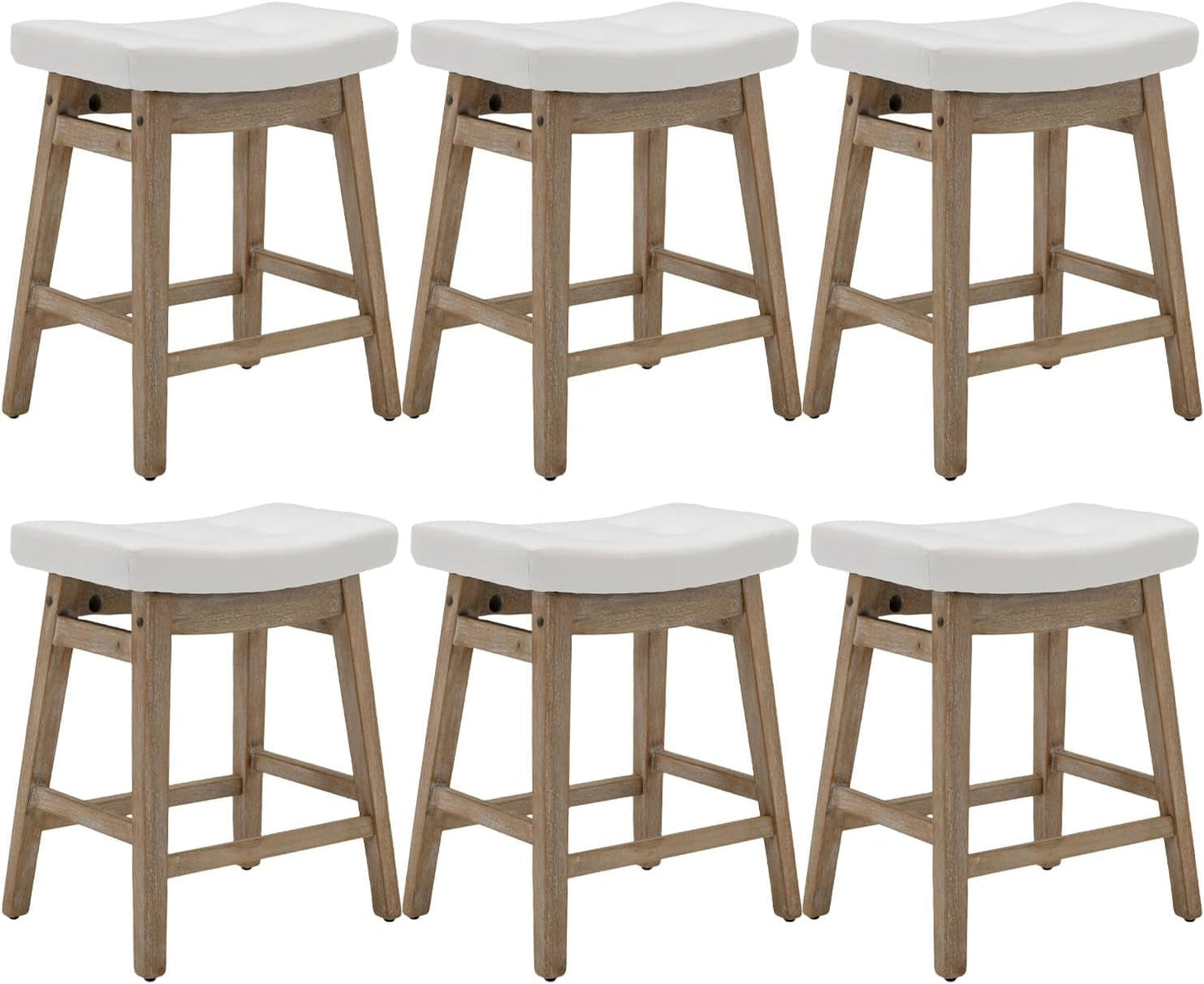 Comfortable Saddle Seat Bar Stools Set of Six