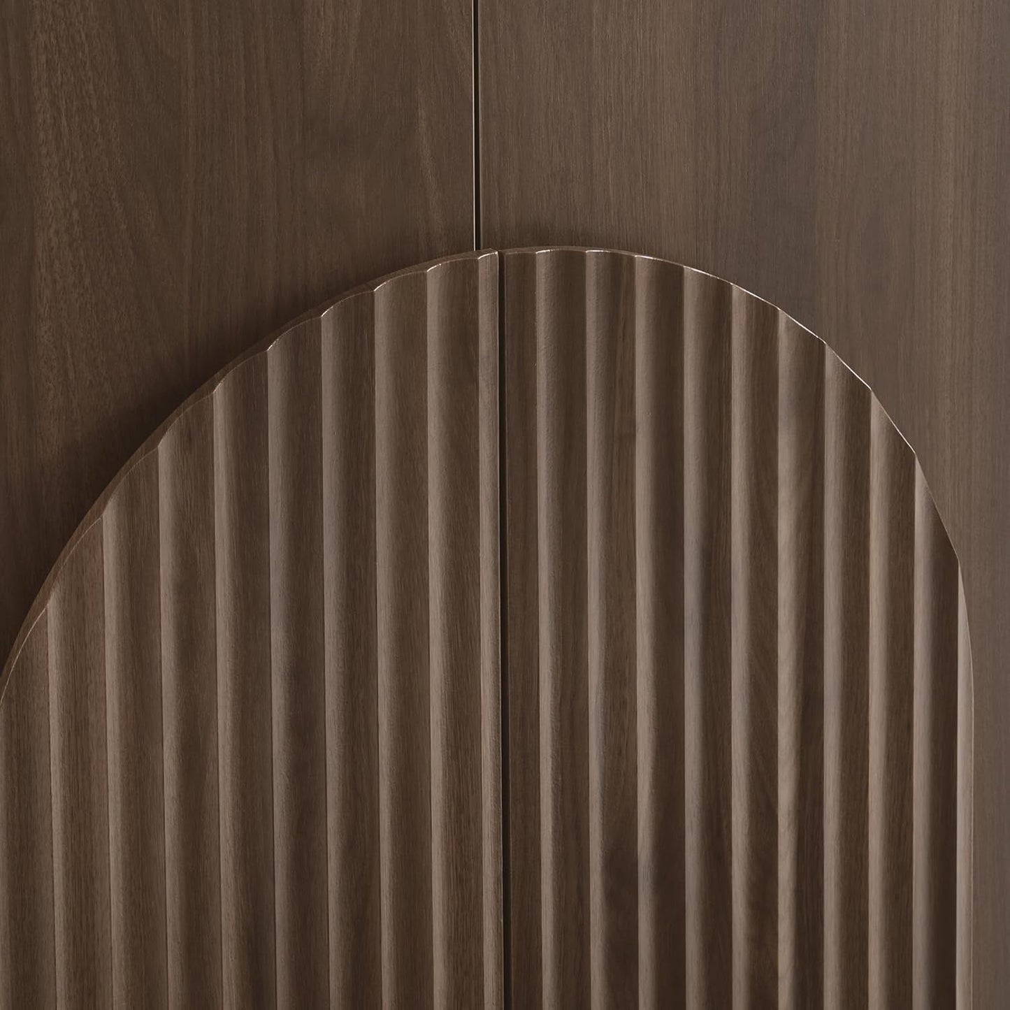 Walnut Sideboard Buffet Cabinet With Generous Storage And Wave Pattern Doors