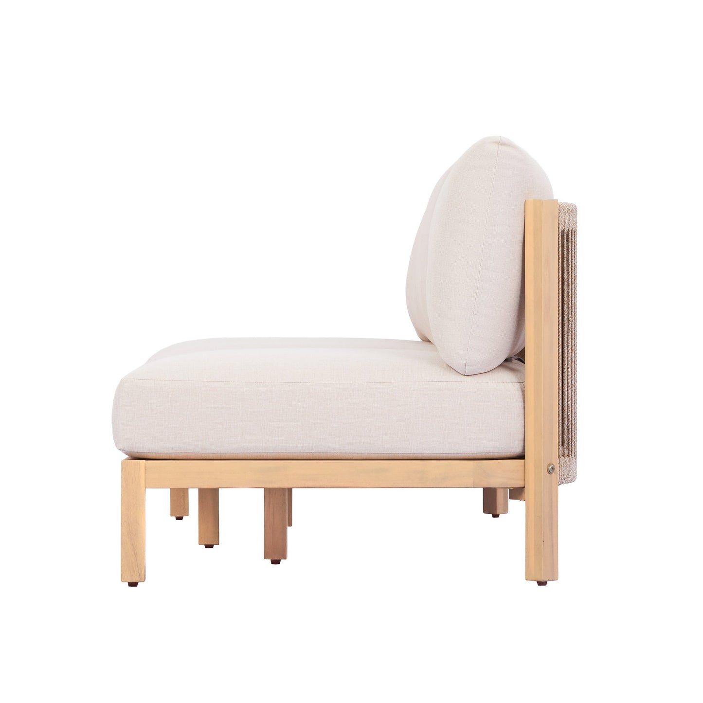 73.23" Outdoor Acacia Wood Frame Three-Seater Sofa