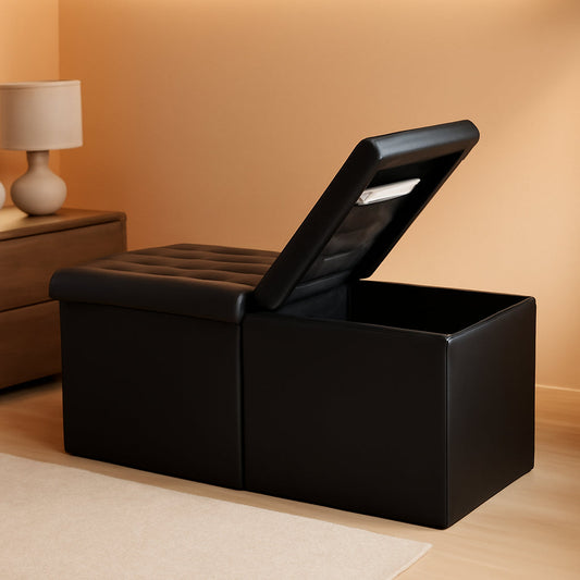 Ottoman With Premium Black Storage 34 Inch Dimension