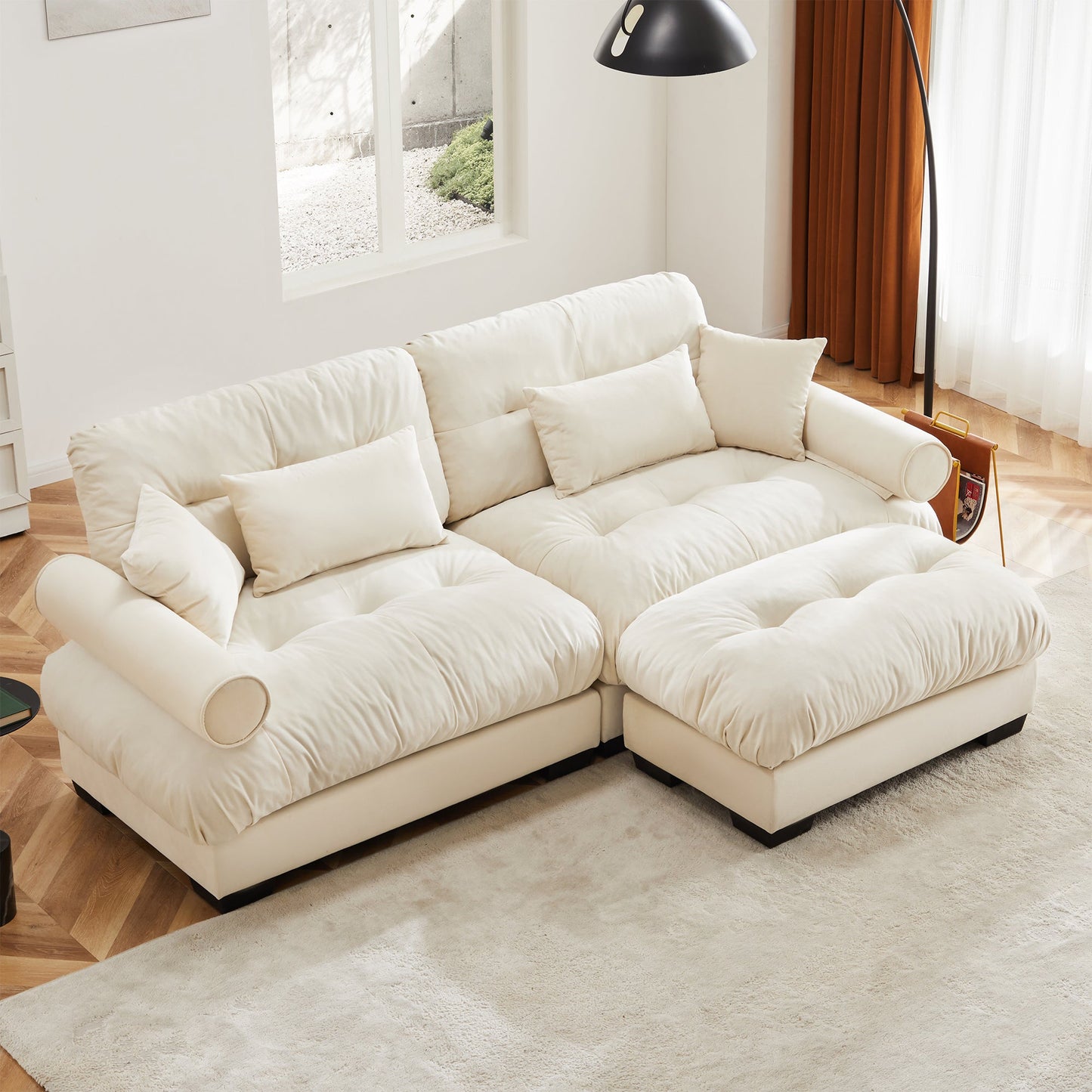 Over Size Modern Two-seater Sofa with Ottoman