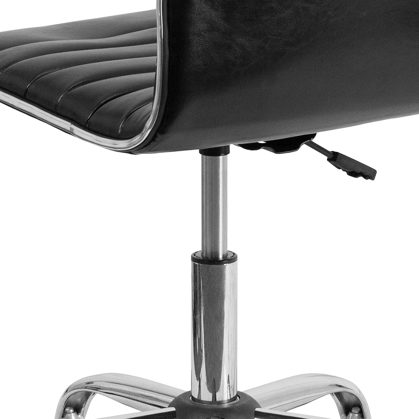 Alan Low Back Armless Black Ribbed Office Swivel Task Chair