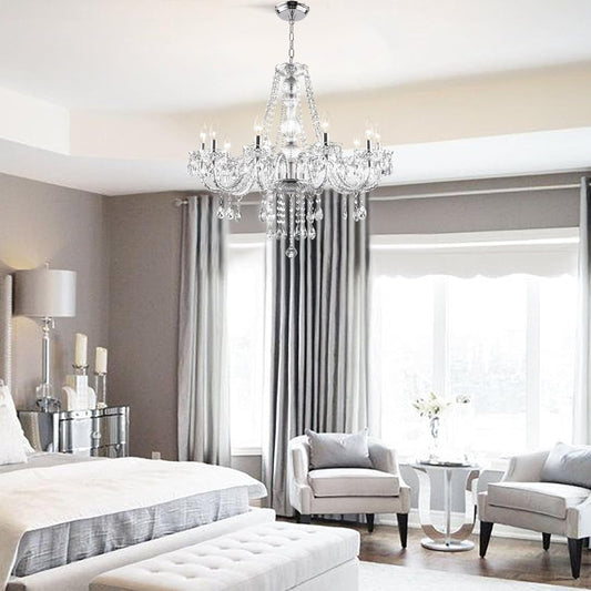 Clear 10 Light Crystal Chandelier With Acrylic Crystals