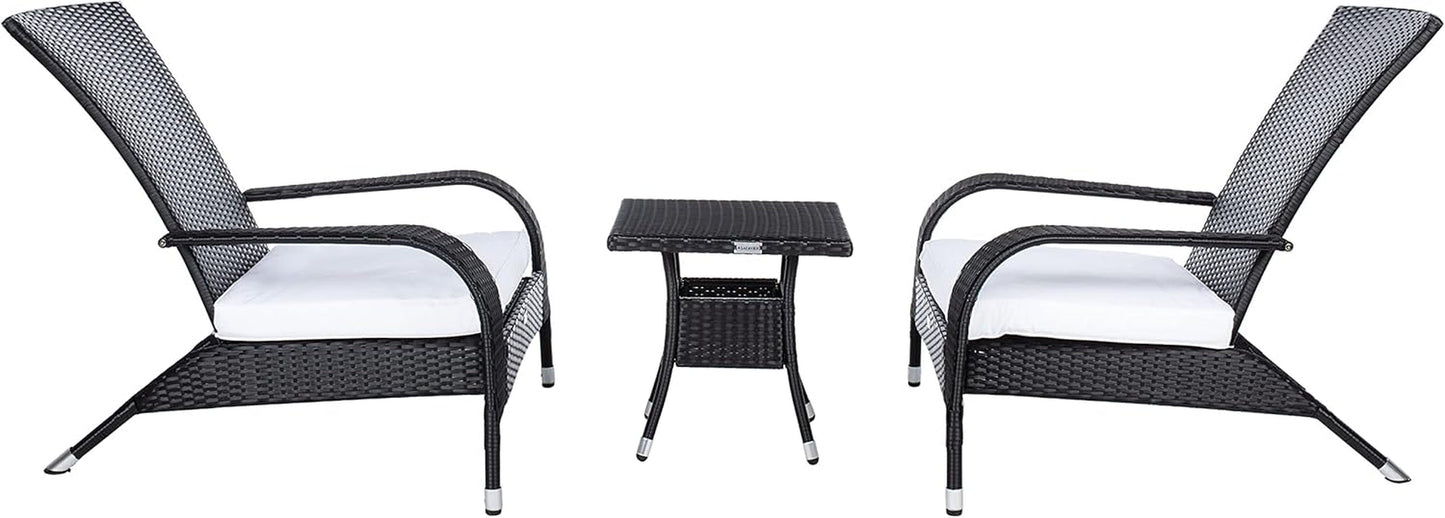 Outdoor Edna Black White Cushion 3 Piece Patio Lounge Set