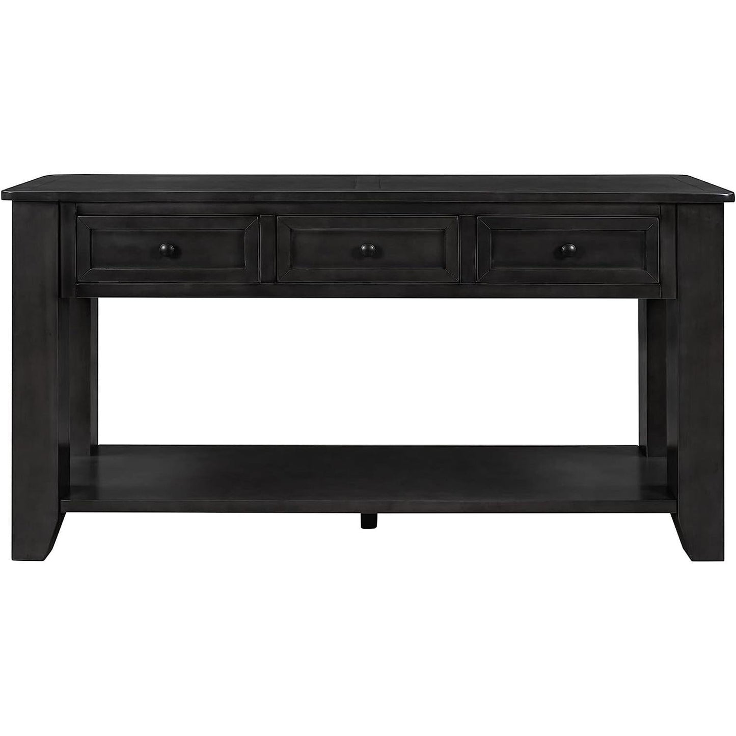 Black Console Table 55In Wide With 3 Drawers And Shelf